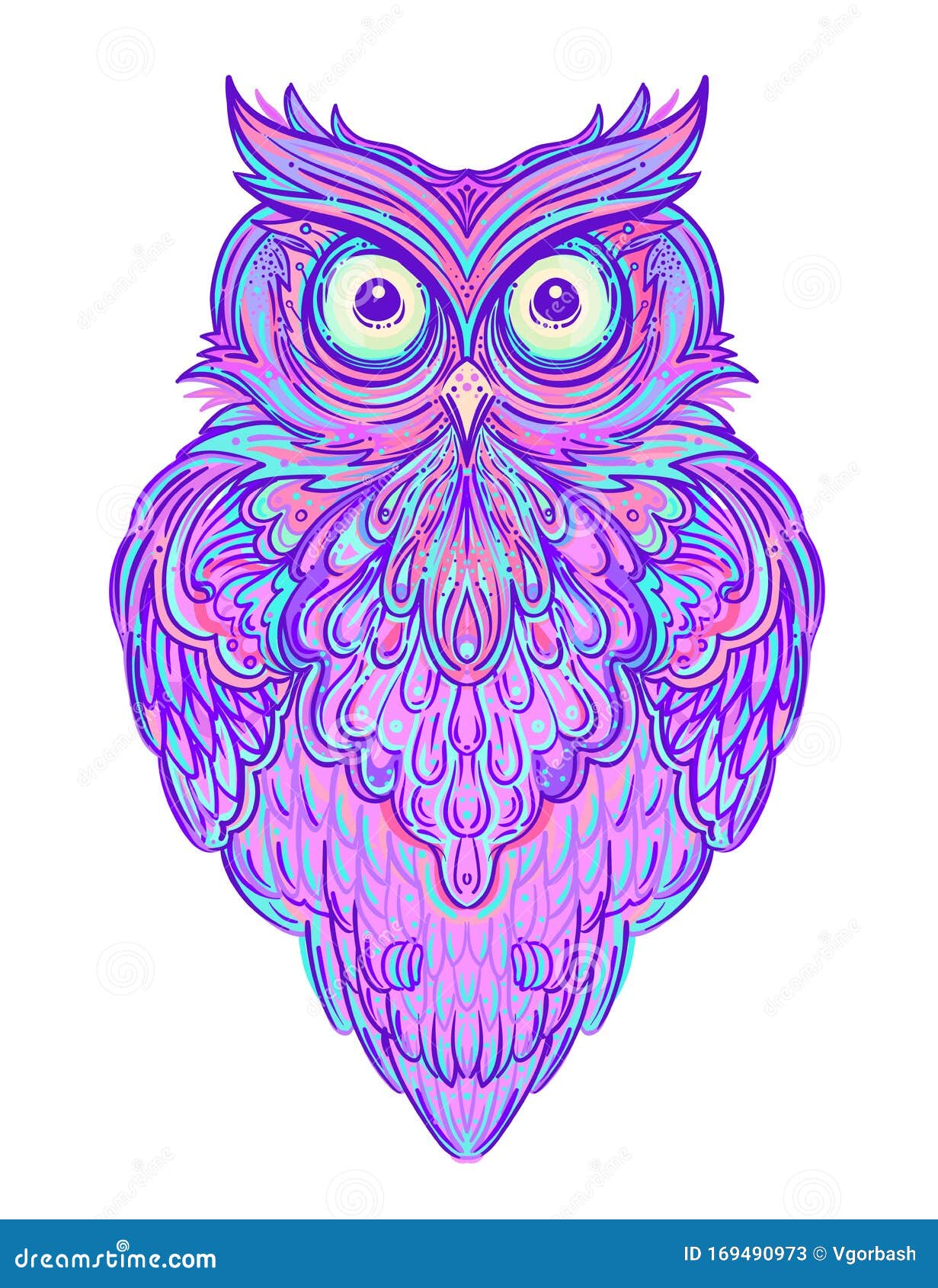 Cute Abstract Owl and Psychedelic Ornate Pattern Character Tattoo Design  for Pet Lovers Artwork for Print Textiles Stock Vector  Illustration of  ornate floral 169490973