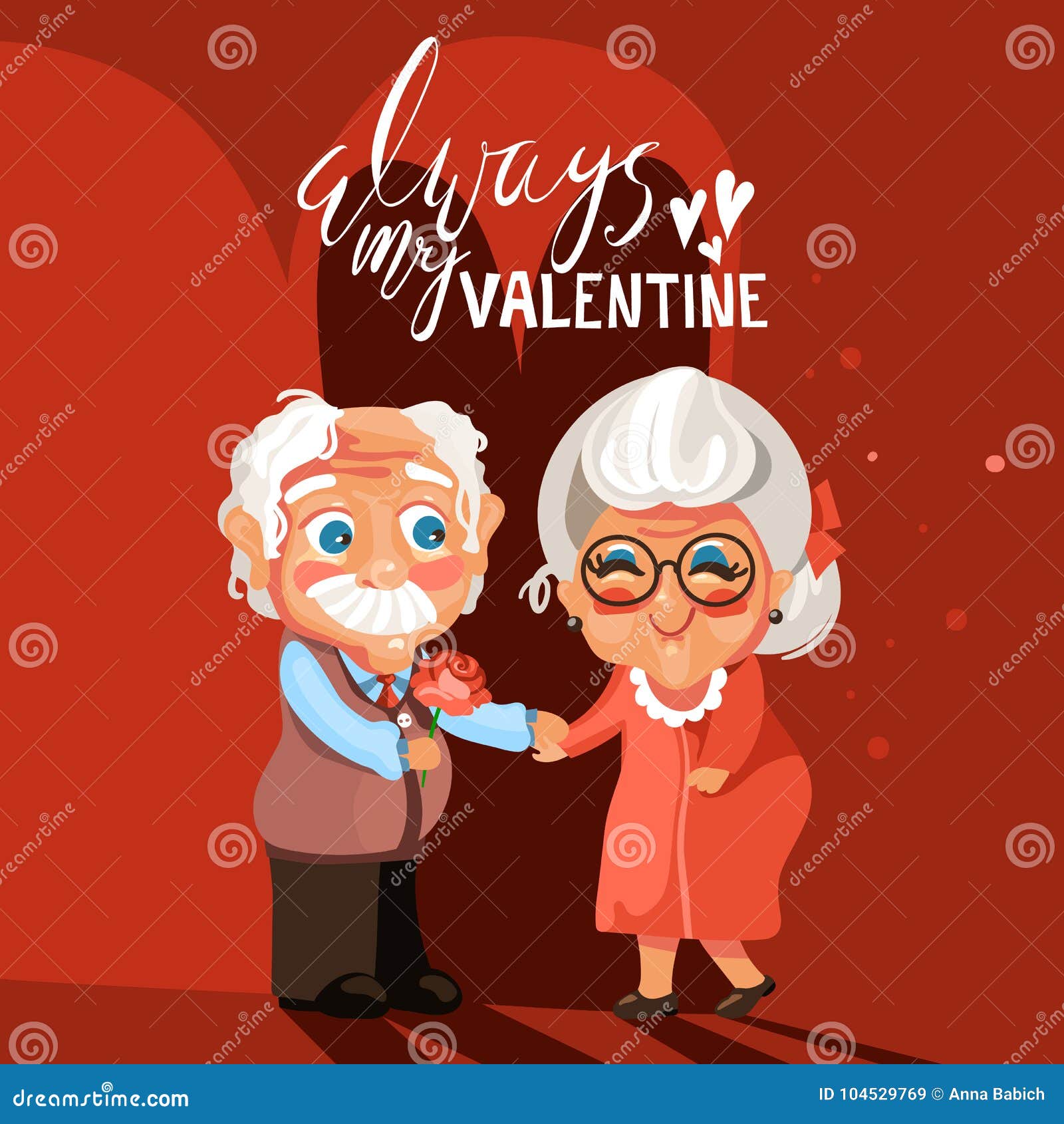 Cute, Adorable Cartoon Senior Couple in Love Romantic Stock Vector -  Illustration of character, funny: 104529769