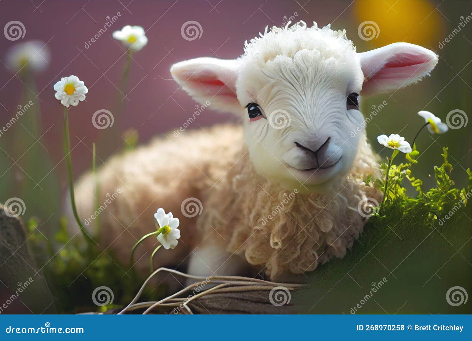 cutest easter spring lamb in flowers