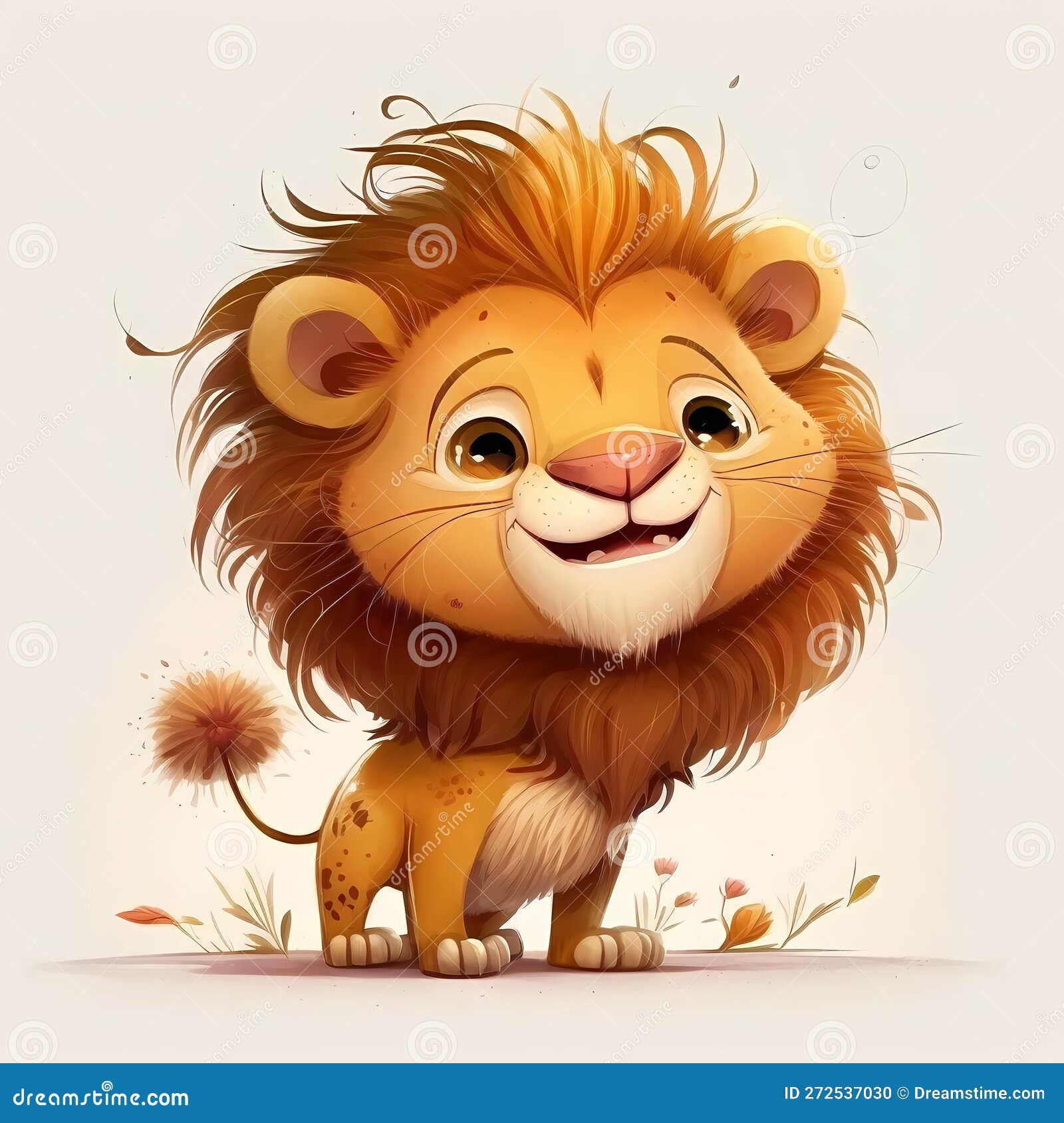 cute adorable lion cartoon. generative ai