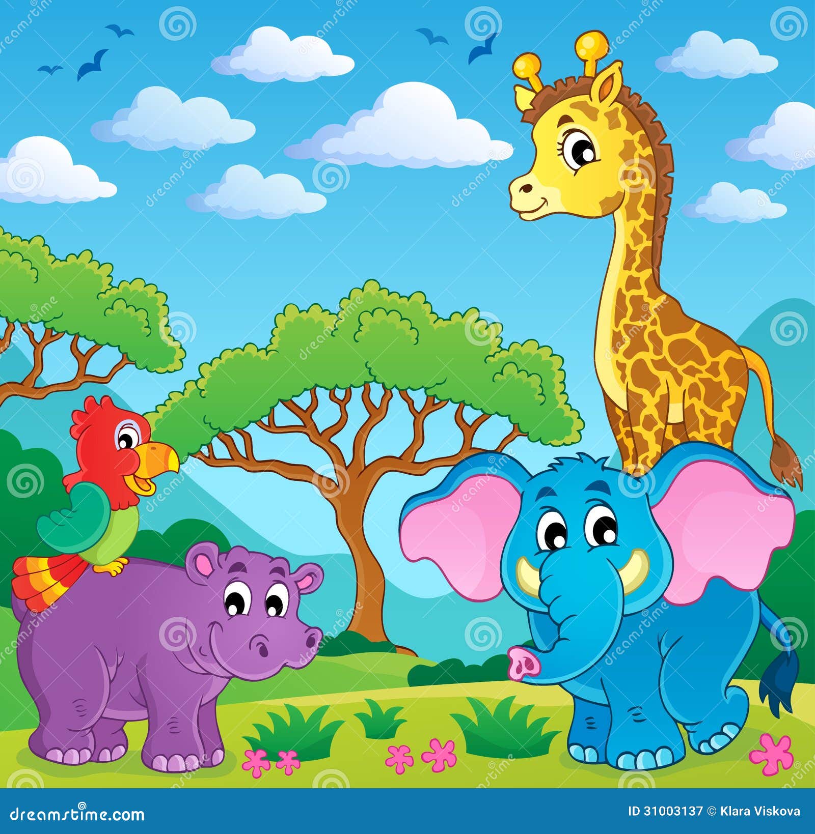 Cute African Animals Theme Image 5 Stock Vector - Illustration of cartoon,  fauna: 31003137, image size:1300x1349
