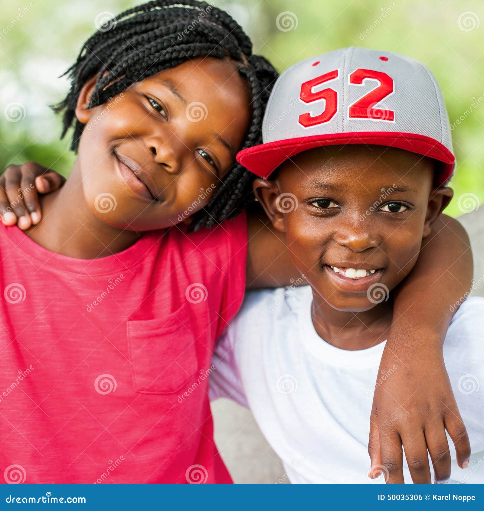 Cute African Boy and Girl Outdoors. Stock Photo - Image of girl