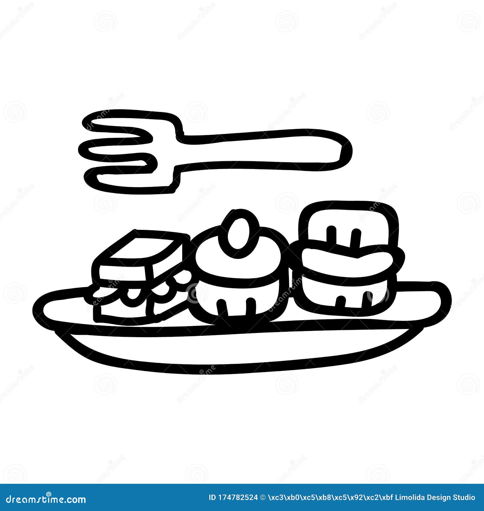 Cute Afternoon Tea Cake and Sandwiches Clipart. Hand Drawn Frosted ...