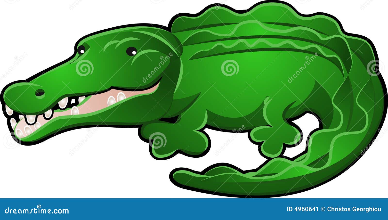 Crocodile In Cartoon Style. Cute Little Cartoon Crocodile Isolated On