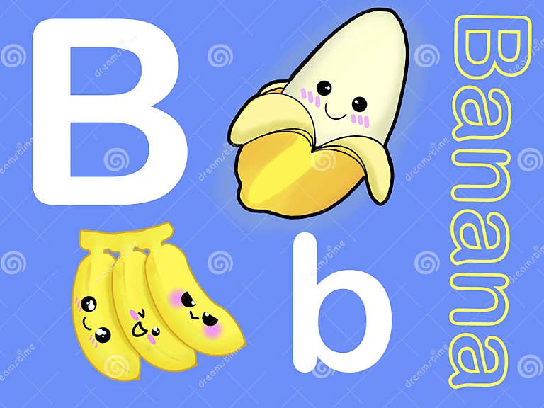 Cute Alphabet Letter B is for Banana in Fruits and Veggies Flashcard ...