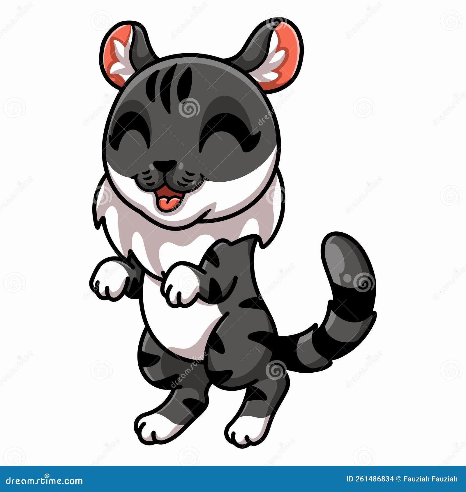 cute american curl cat cartoon standing