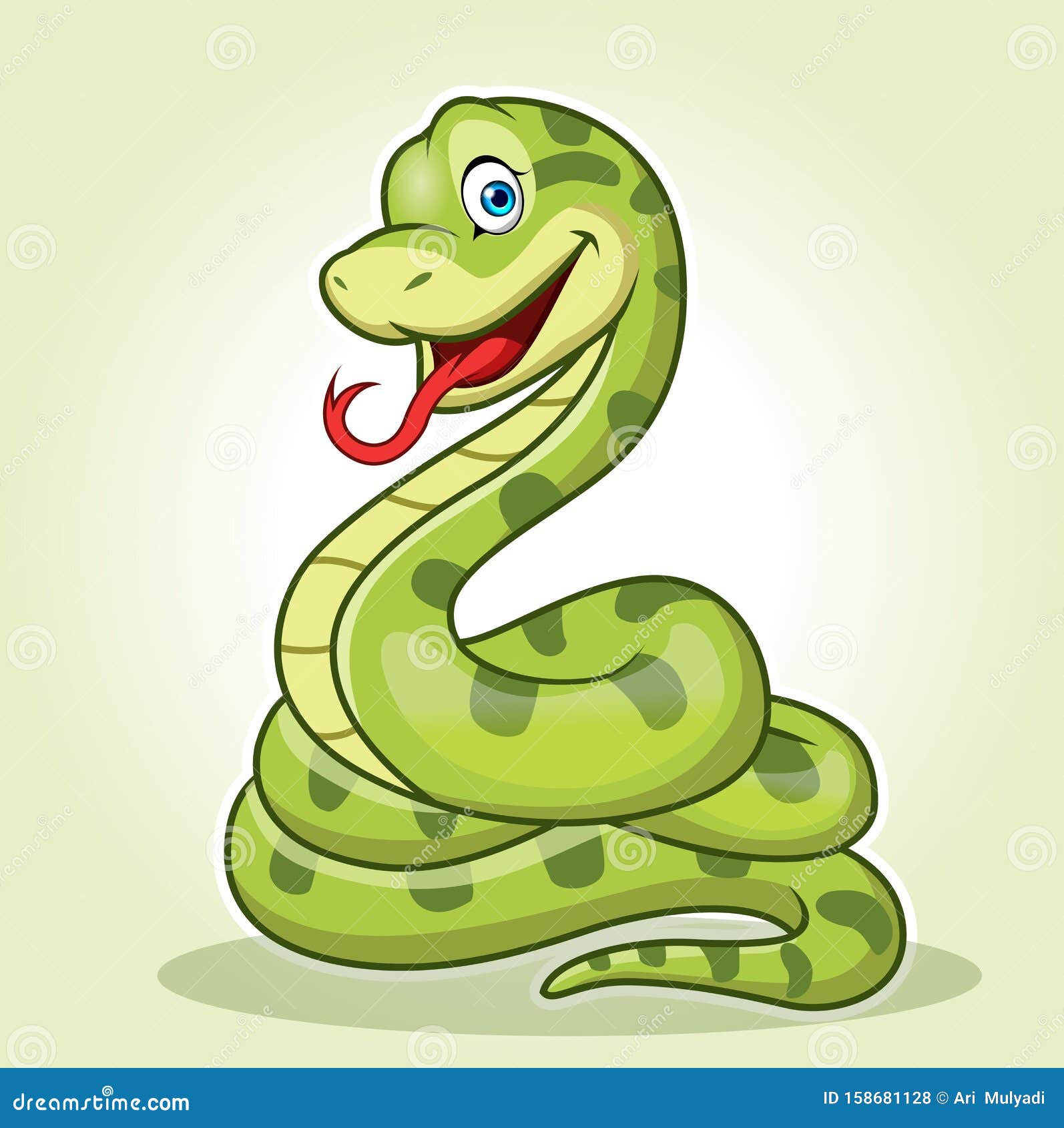 A Cute Anaconda Snake Cartoon, Circular Sitting or Standing while Smiling.  Stock Illustration - Illustration of drawing, rattle: 158681128