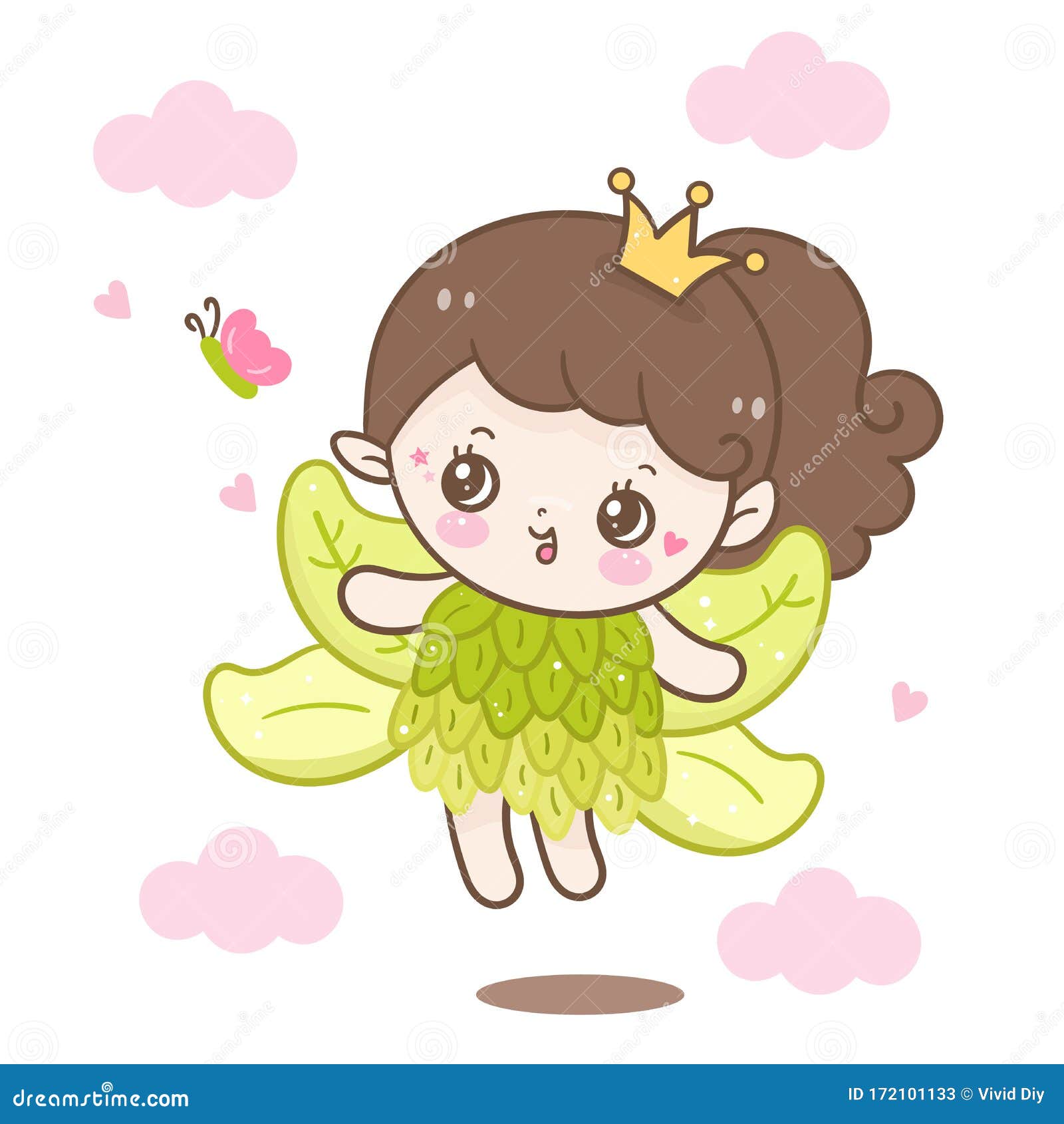 Cute Angel Cartoon and Butterfly, Fairy Princess Vector Baby Shower Card  Stock Vector - Illustration of happiness, doodle: 172101133