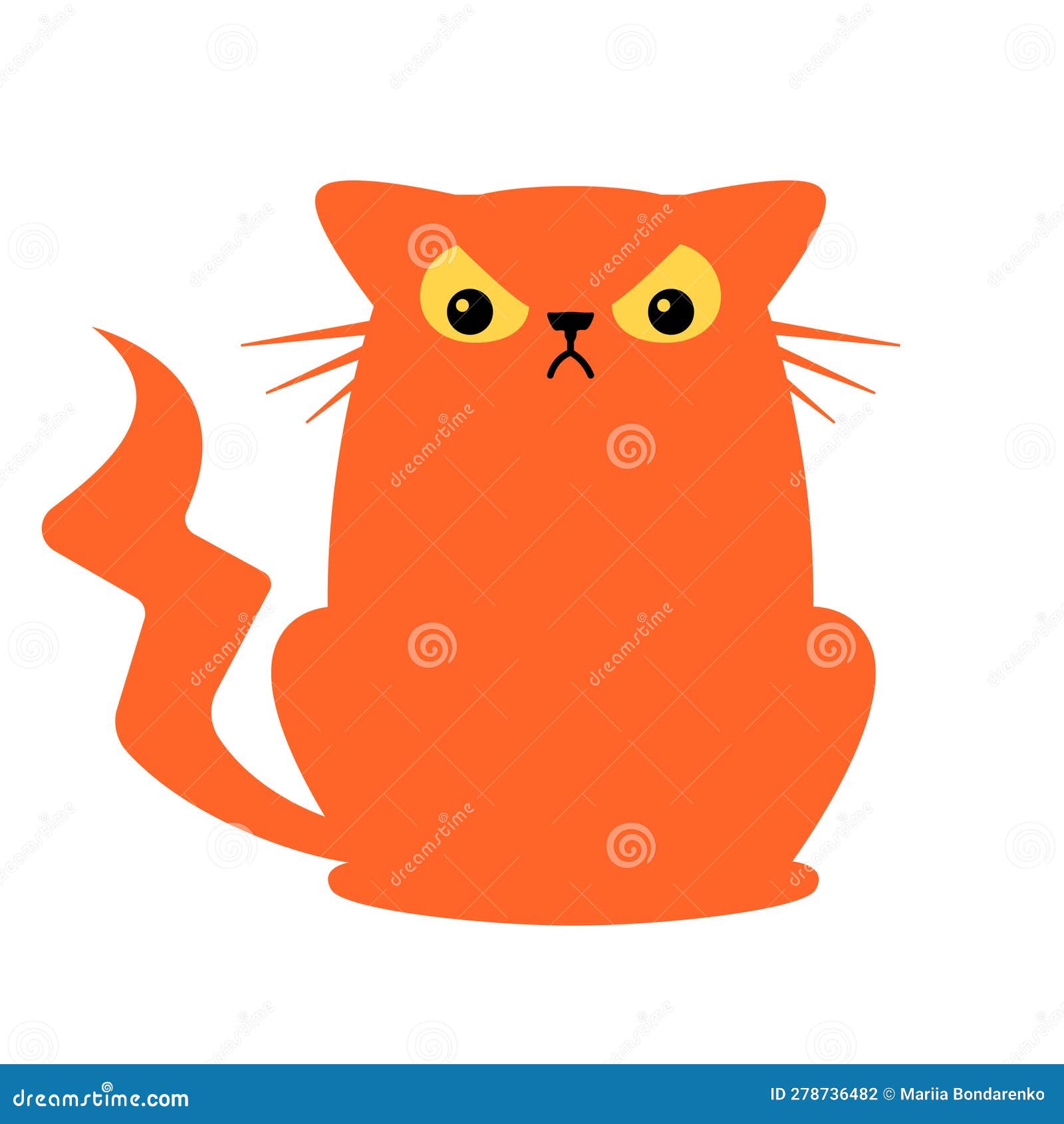 Red Cat cute funny character in doodle cartoon style. Ginger