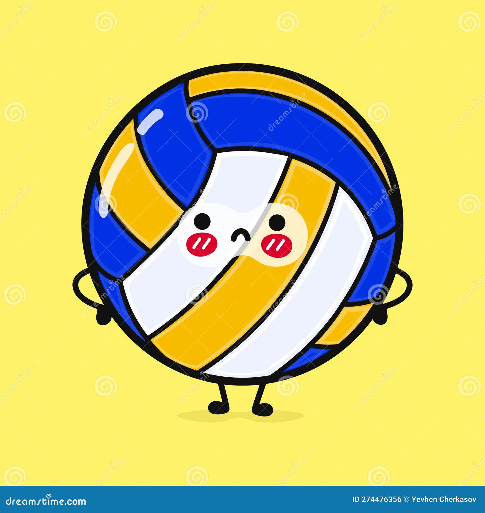 Cute Angry Volleyball Character. Vector Hand Drawn Cartoon Kawaii ...