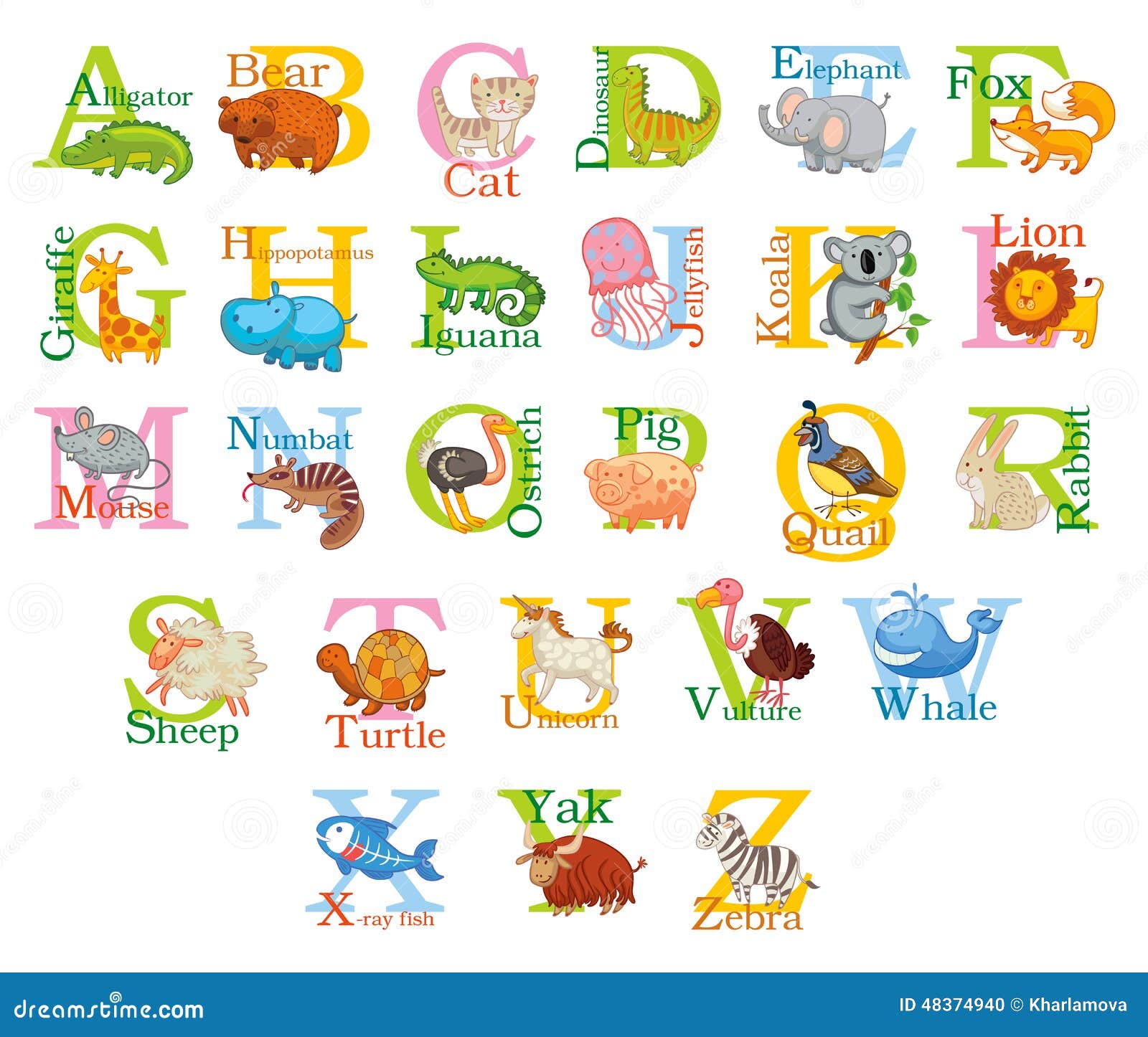 Cute Animal Alphabet Stock Vector Illustration Of Lion