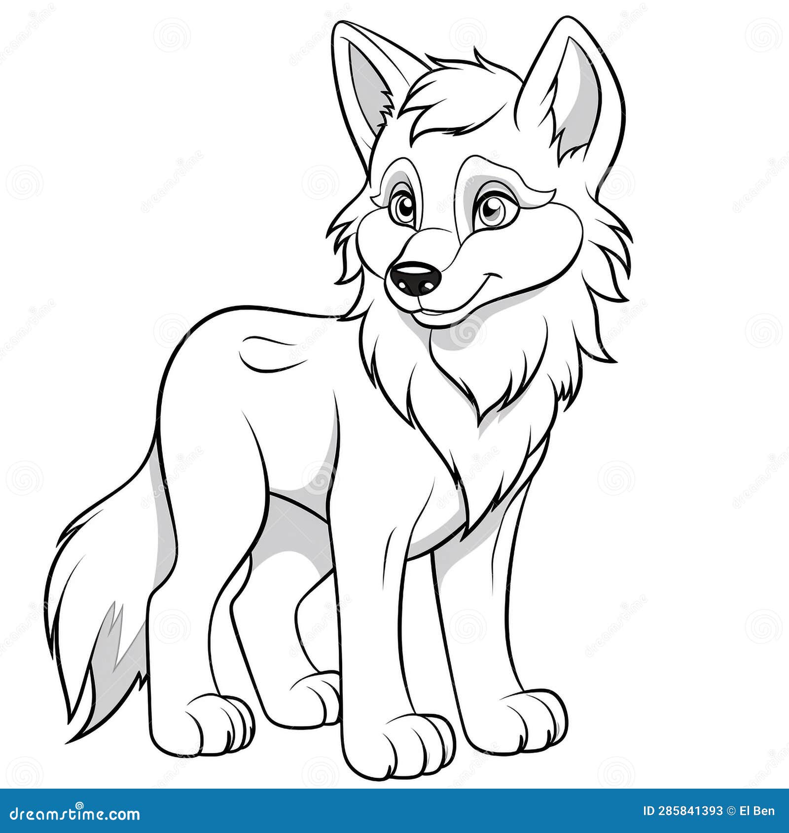 Cute Animal Coloring Page stock illustration. Illustration of face ...