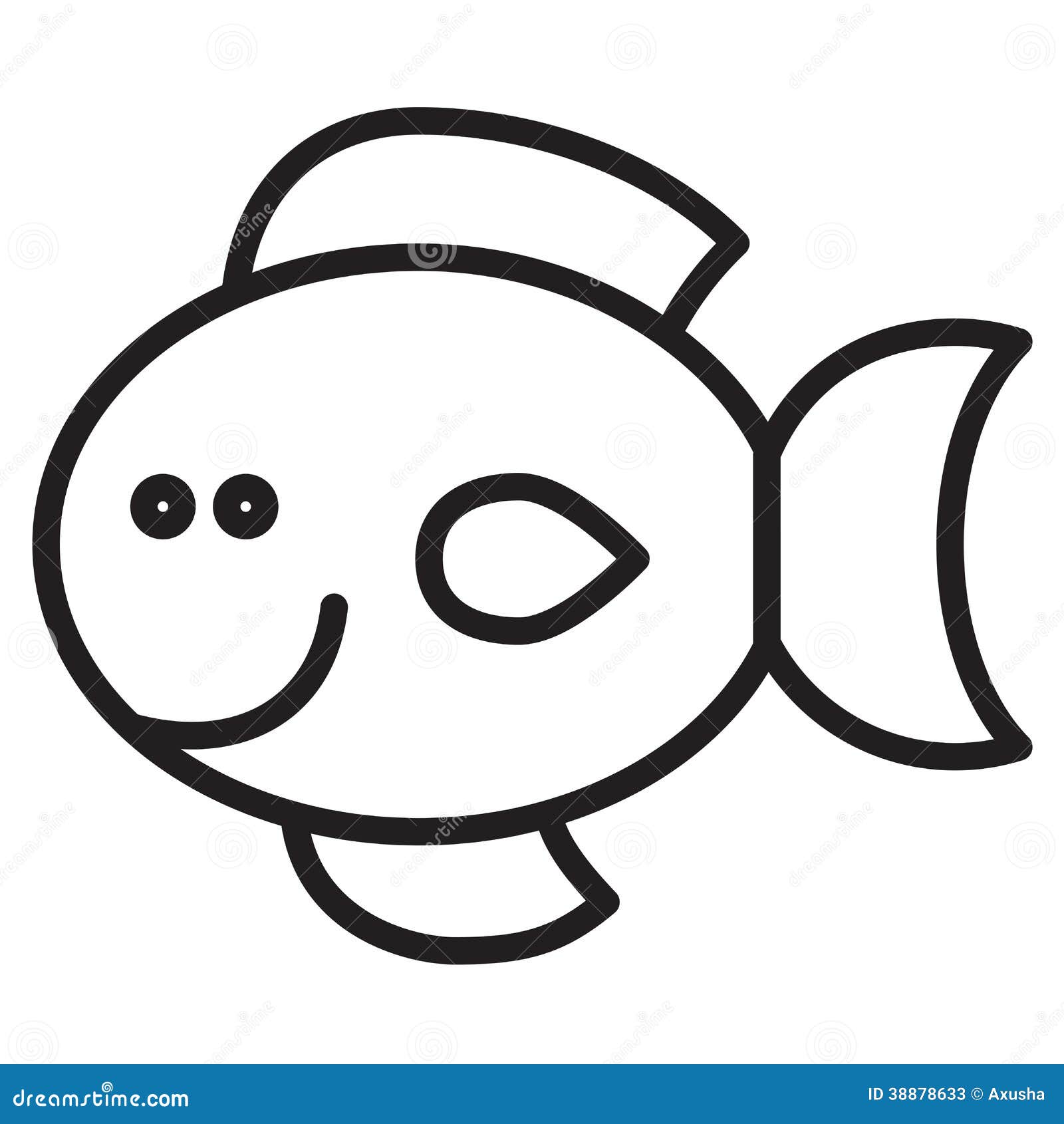 simple fish clipart black and white