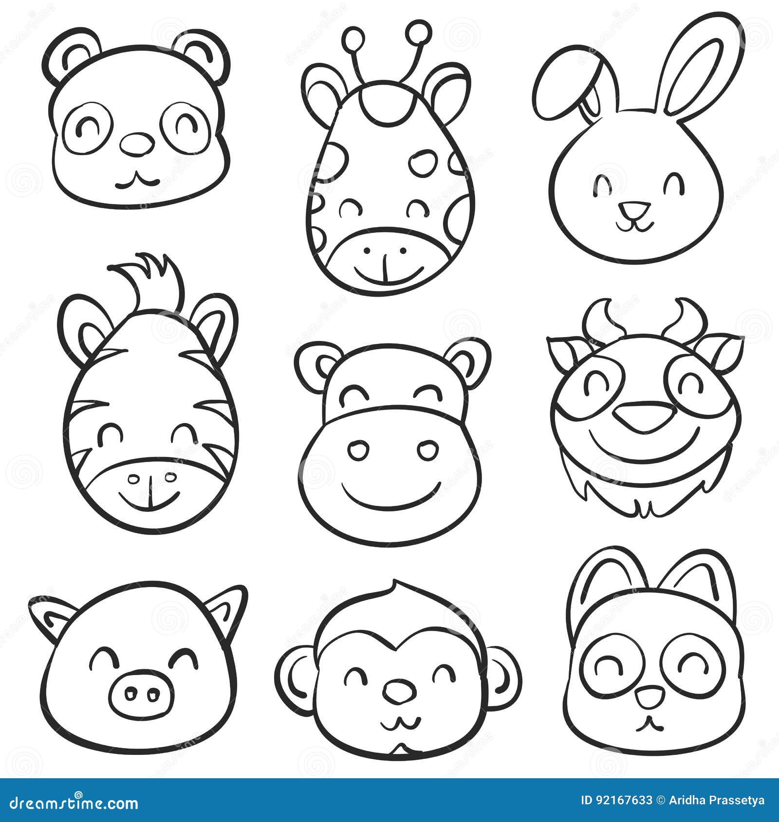 Cute Animal Hand Draw Doodle Collection Stock Vector - Illustration of ...