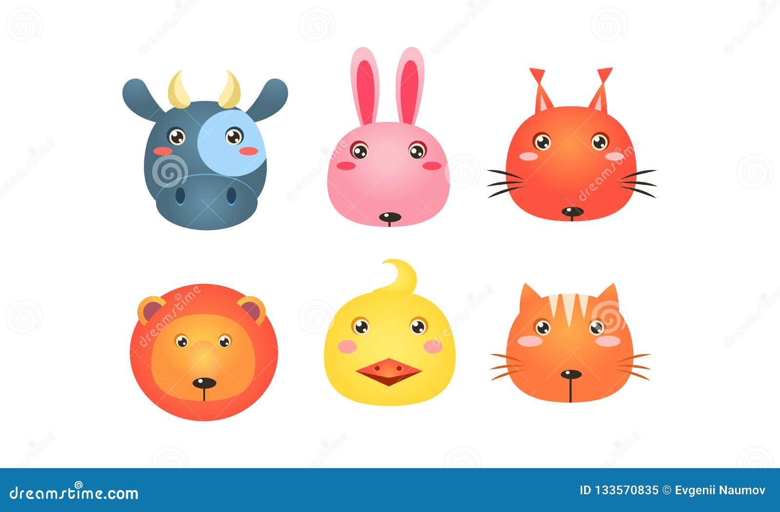 Cute Animal Heads Set, Funny Faces of Cow, Bunny, Squirrel, Lion, Duck, Cat Vector Illustration on a White Background Stock Vector - Illustration of children, hare: 133570835 Cute Animal Heads Set, Funny Faces of Cow, Bunny, Squirrel, Lion, Duck, Cat Vector Illustration on a White Background Stock Vector - Illustration of children, hare: 133570835