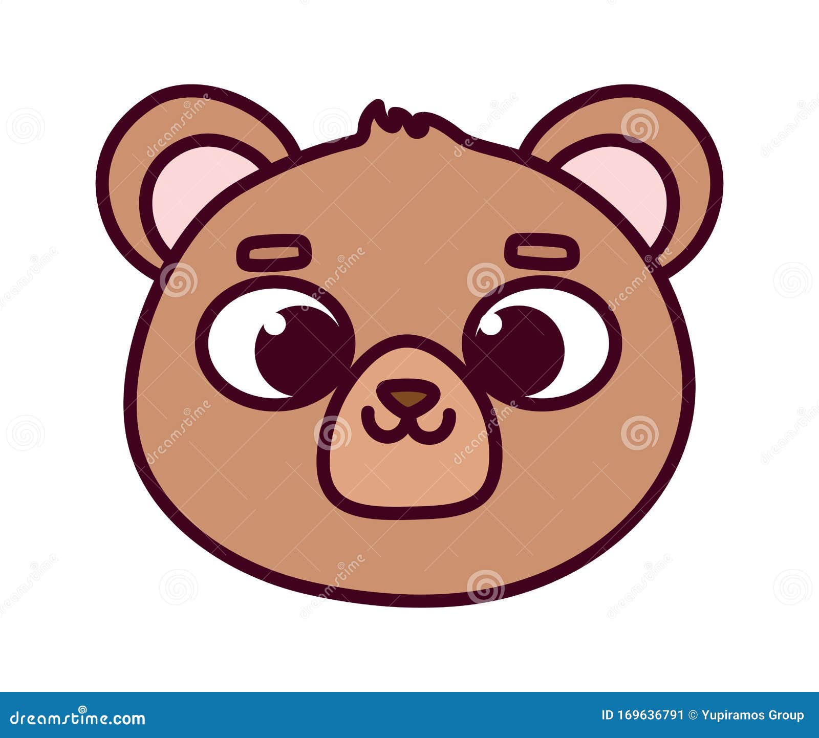 Cute Animal Little Bear Teddy Face Cartoon Icon Stock