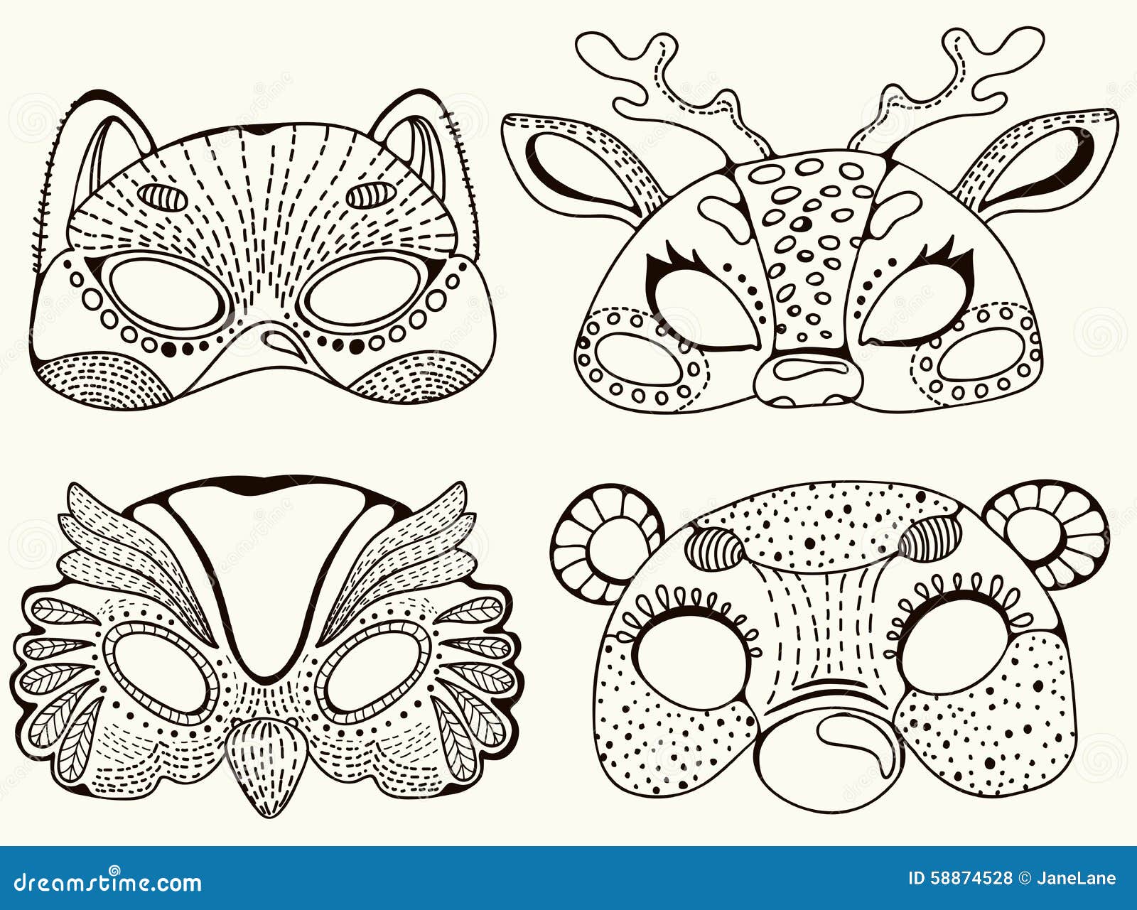 Cute animal masks stock vector. Illustration of flower - 58874528 Cute animal masks stock vector. Illustration of flower - 58874528