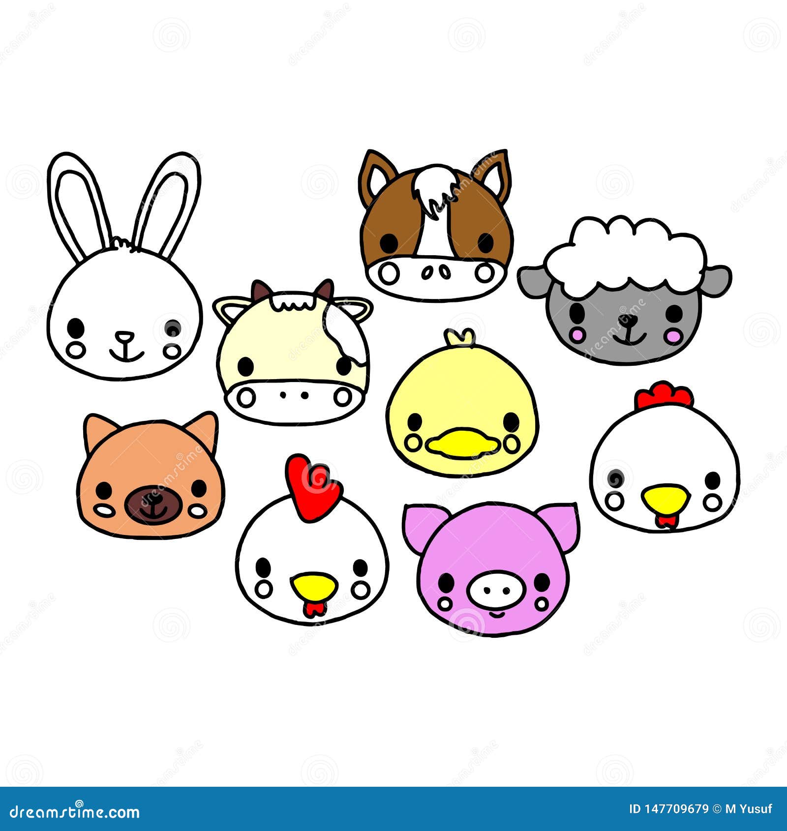 Cute Animal Stickers. Smiling Adorable Animals Stock Illustration -  Illustration of hare, giraffe: 147709679