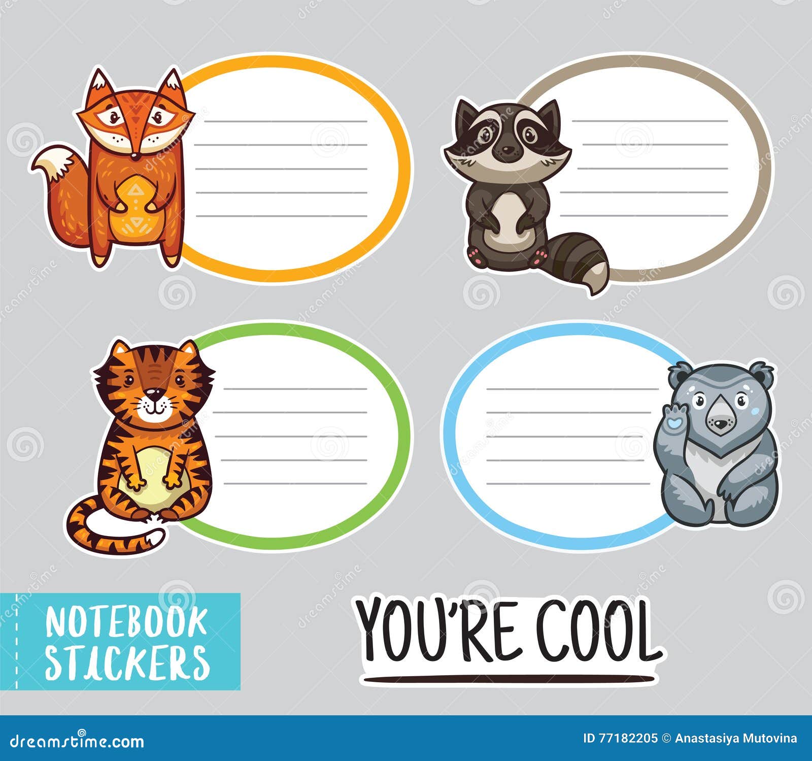 Vector Set of Cute Funny Templates with Patches and Stickers in