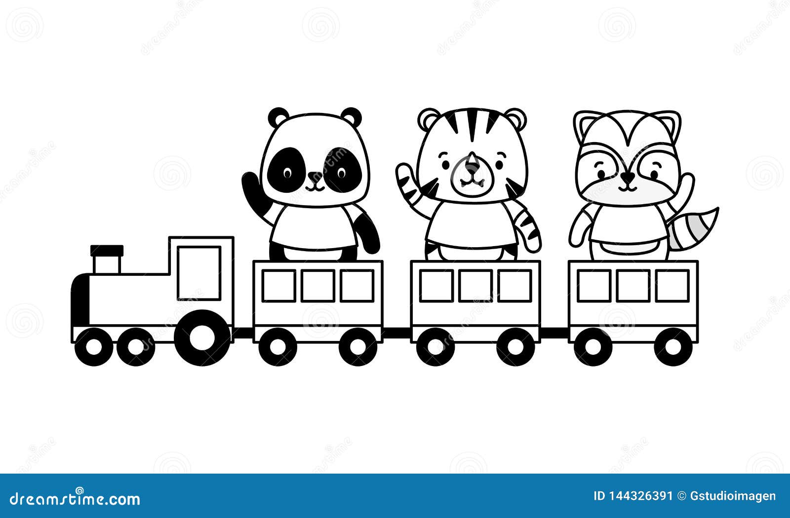 Cute animals train toy stock vector. Illustration of vehicle - 144326391