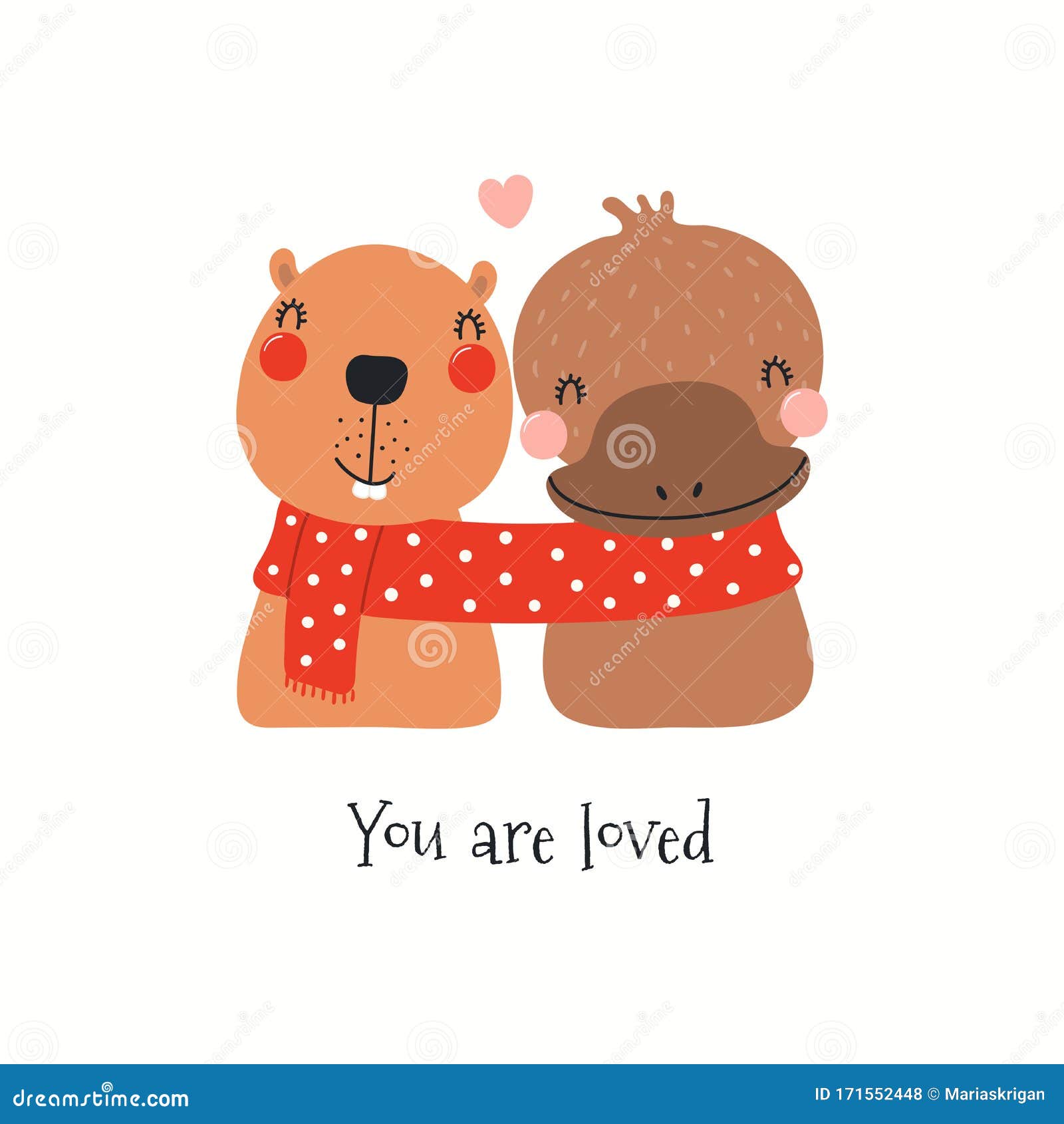 Download Cute Animals Valentine Card Stock Vector - Illustration of ...