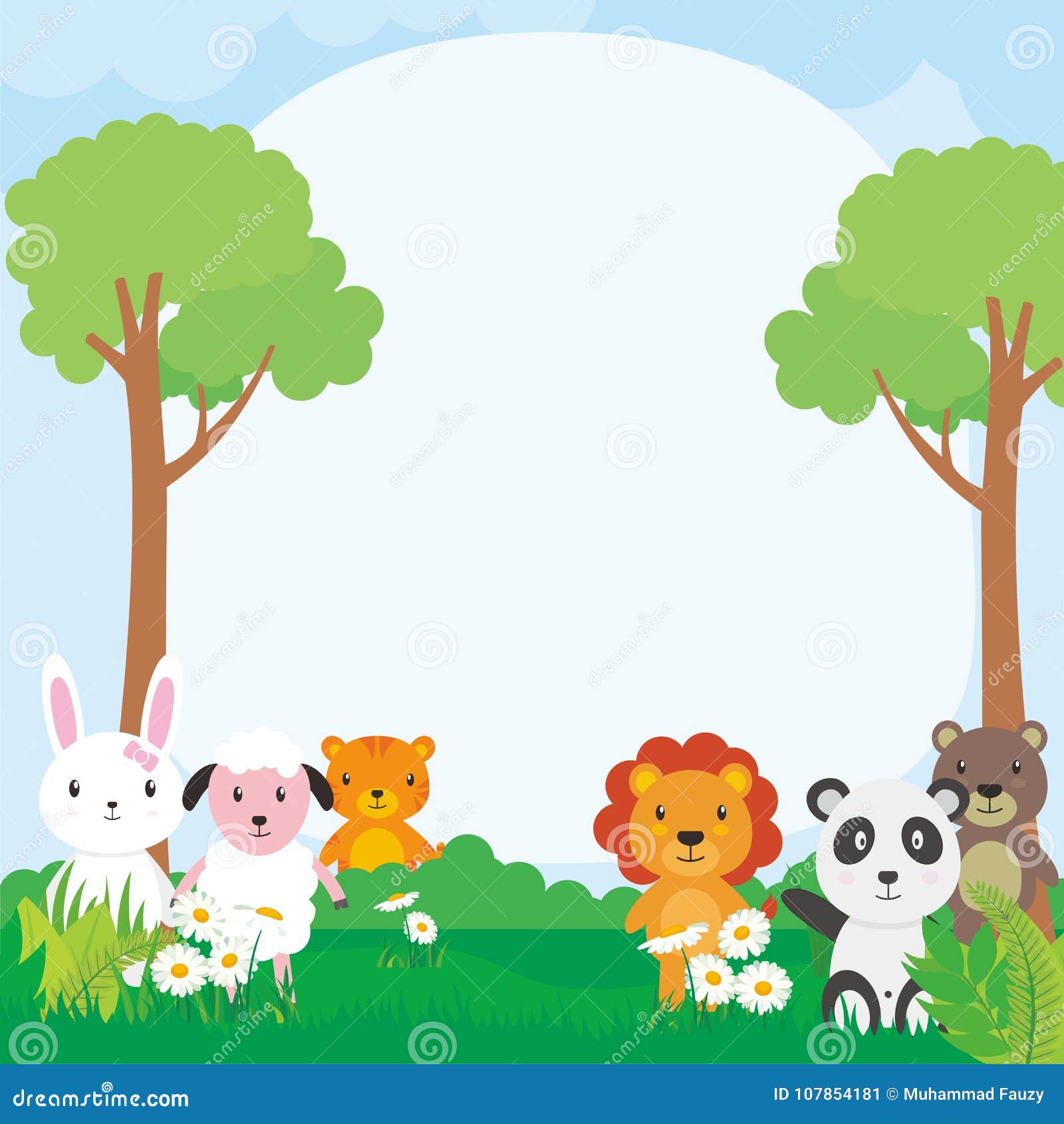 Cute Animals Vector Illustration, Animals Cartoon, Animals Background Stock  Vector - Illustration of cute, animals: 107854181