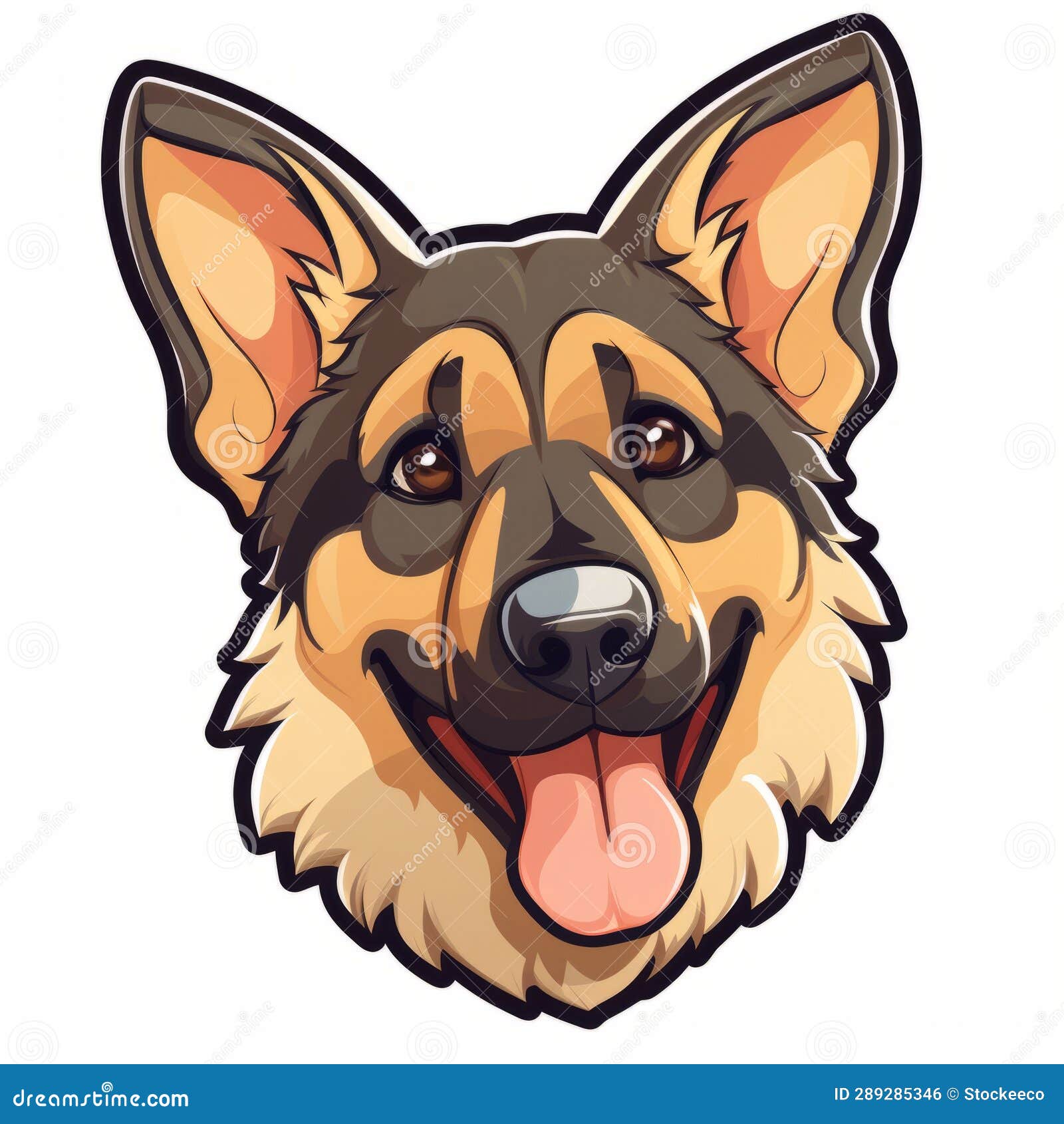 Cute Animated German Shepherds Logo Vector Illustration Stock ...