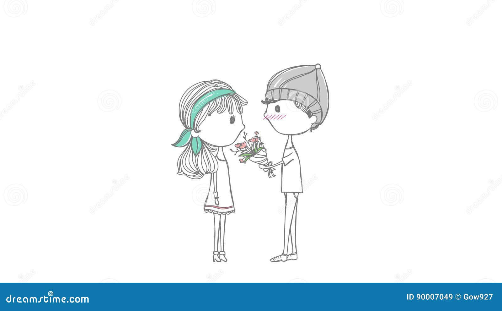 Cute Animation Cartoon Lover Couple With Boy And Girl In Stylish Doodle Love Concept Stock Video Video Of Date Cute