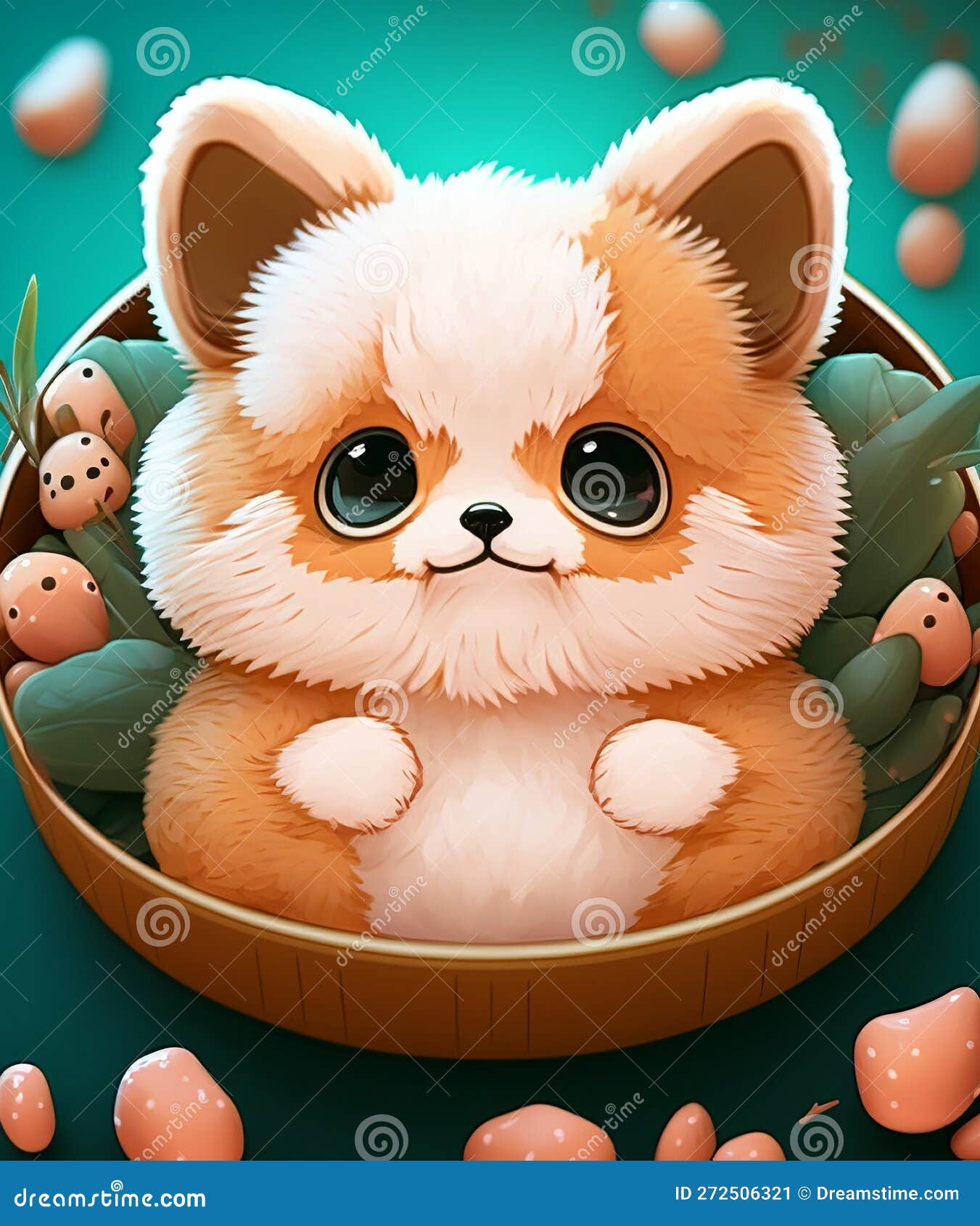 Cute Anime Animal Isolated on a Background. Stock Illustration