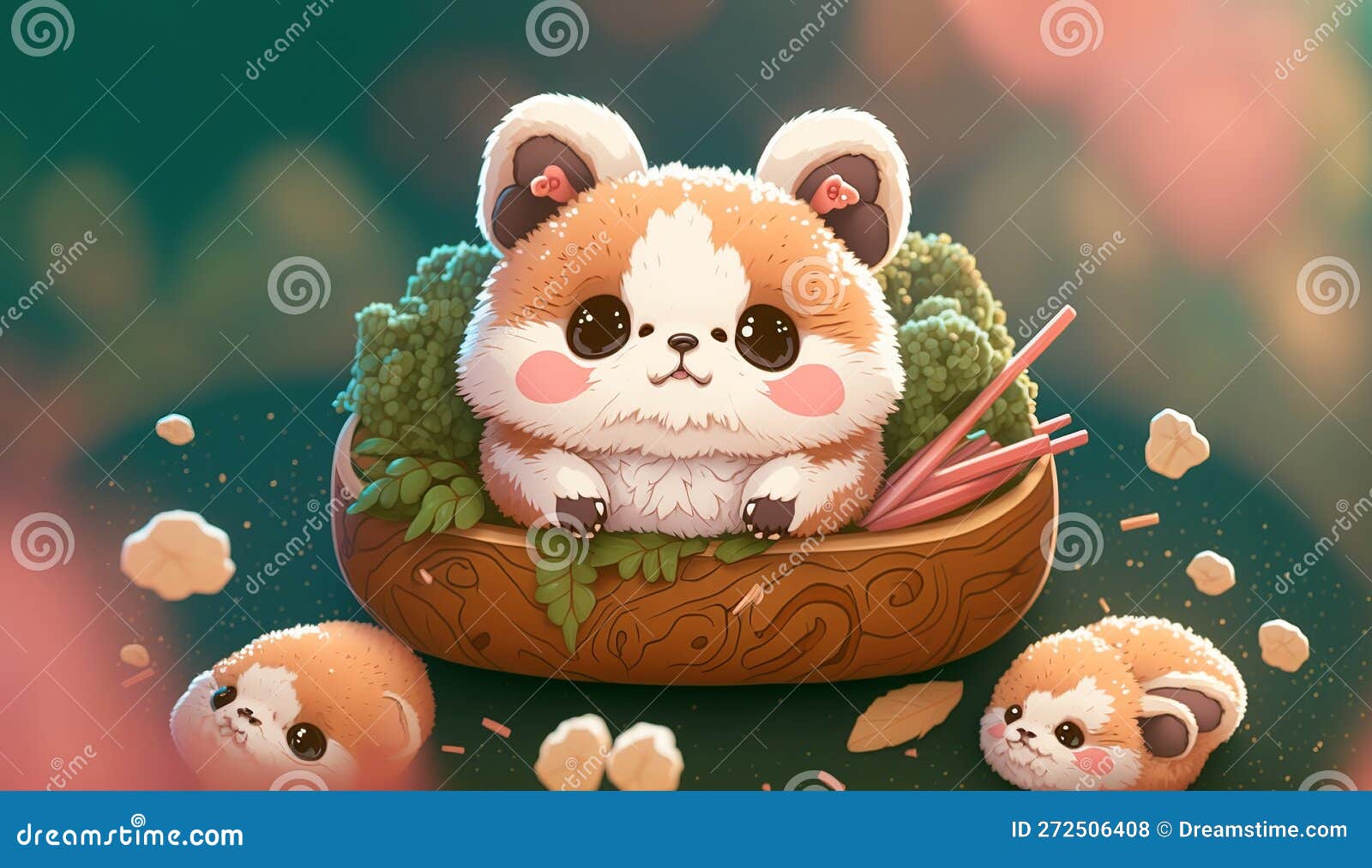 Cute Anime Animal Isolated on a Background. Stock Illustration