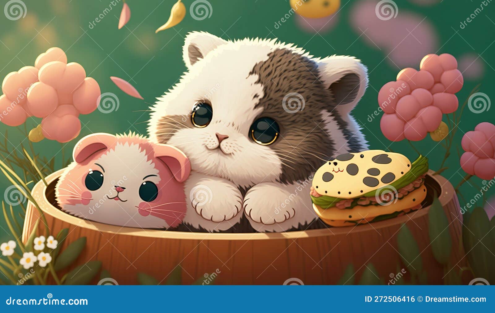 Cute Anime Animal Isolated on a Background. Stock Illustration