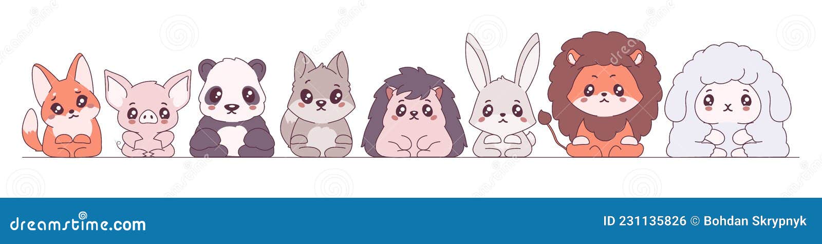 Cute animals kawaii characters vector frame. Anime baby koala, blinking  donkey, raccoon, smiling beaver emoji isolated square border with text  space. Kids book illustration, poster design element 4305872 Vector Art at  Vecteezy