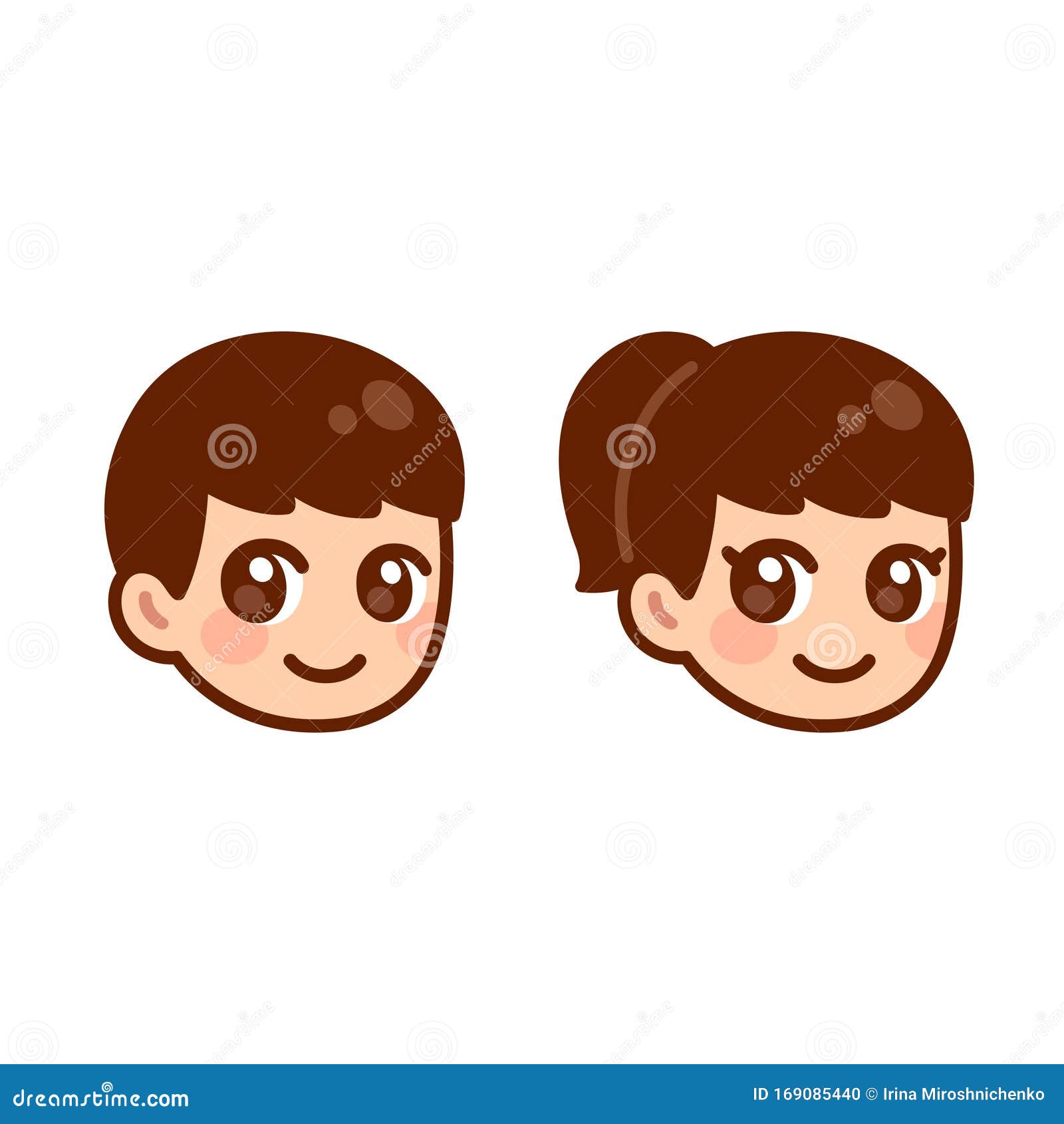 Cute anime boy and girl stock vector. Illustration of cartoon - 169085440