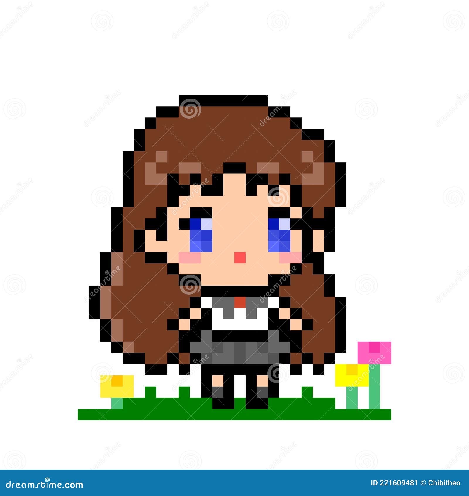 Cute Anime Girl Pixel Image Stock Vector - Illustration of pattern ...