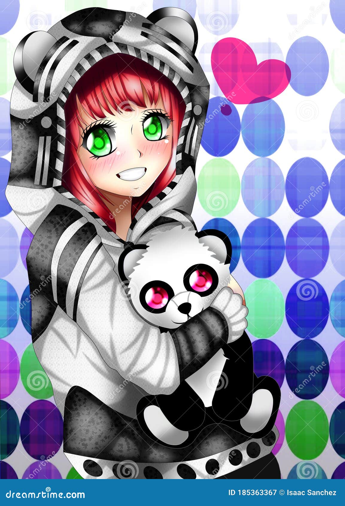 Cute Anime Girl with a Sweater of Panda Stock Illustration - Illustration  of friki, cute: 185363367
