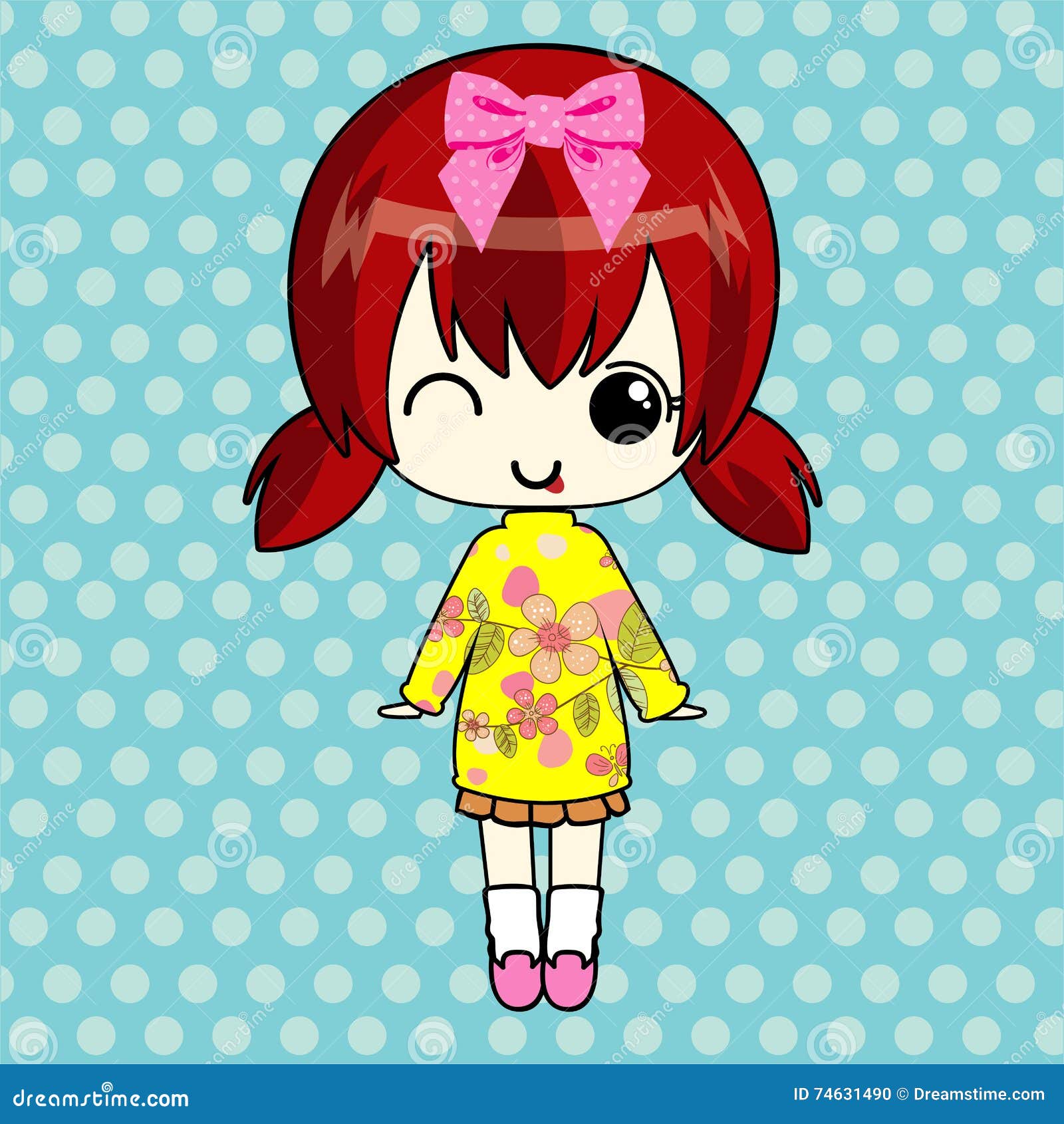 Cute anime girl in sweater stock illustration. Illustration of elegant -  74631490