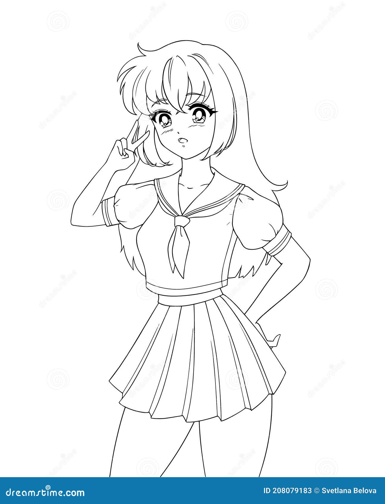 Cute Anime Manga Girl Wearing School Uniform Isolated on White Background. Stock Vector - Illustration of smile, gesture: 208079183 Cute Anime Manga Girl Wearing School Uniform Isolated on White Background. Stock Vector - Illustration of smile, gesture: 208079183