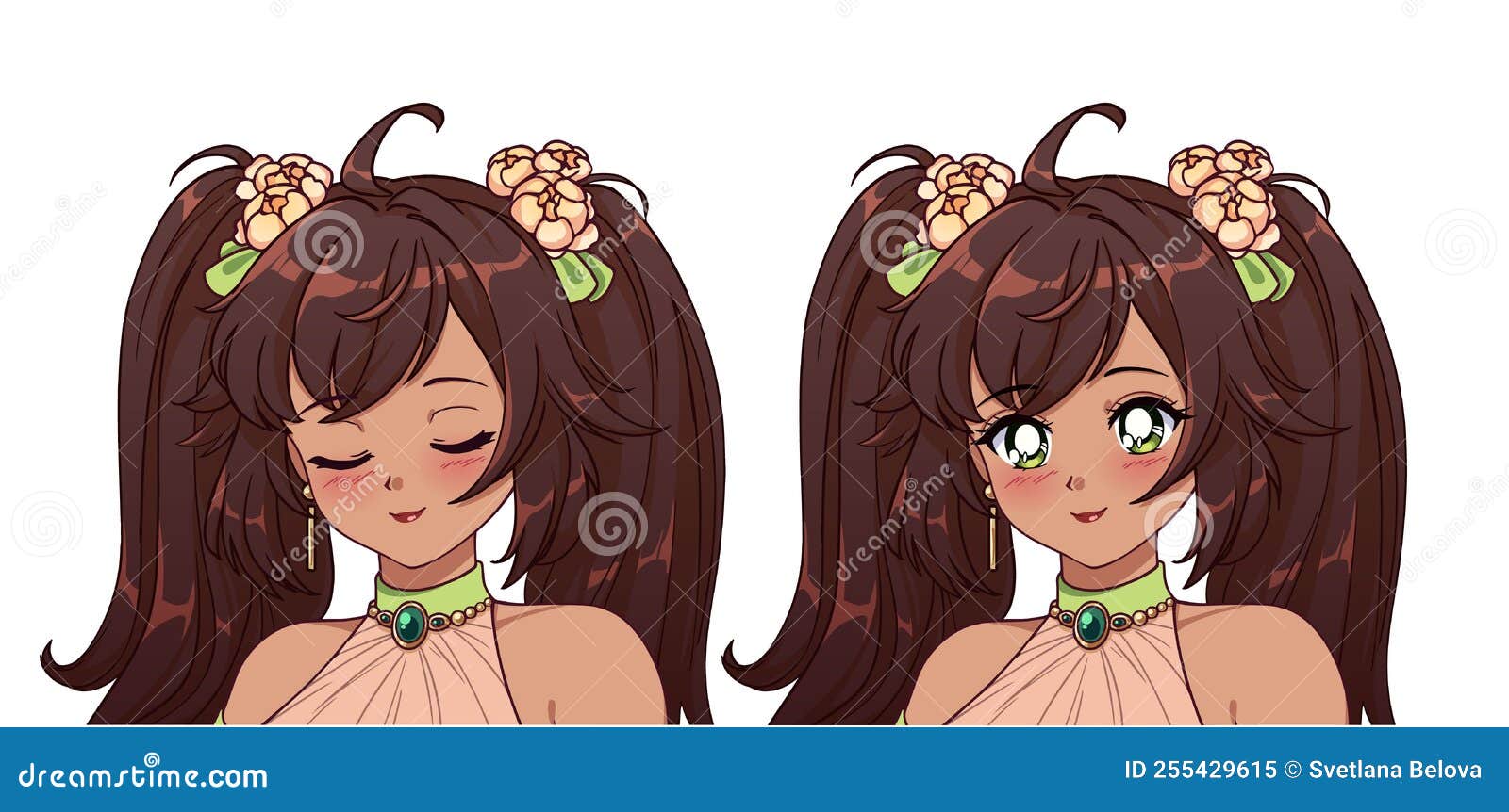 Cute Anime Princess Icon User Avatar Stock Vector - Illustration of  costume, child: 255429615