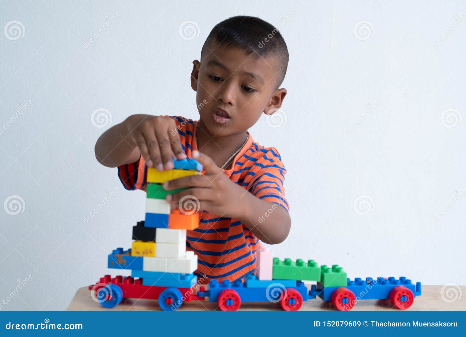 Cute Asian Boy Play Toy In Room Stock Image Image Of Cubes Color