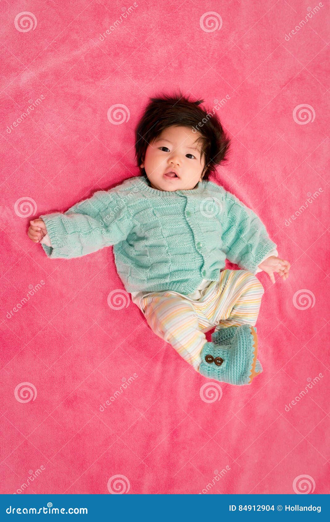 Cute Asian Chinese Baby Girl Stock Photo - Image of blanket, happy ...