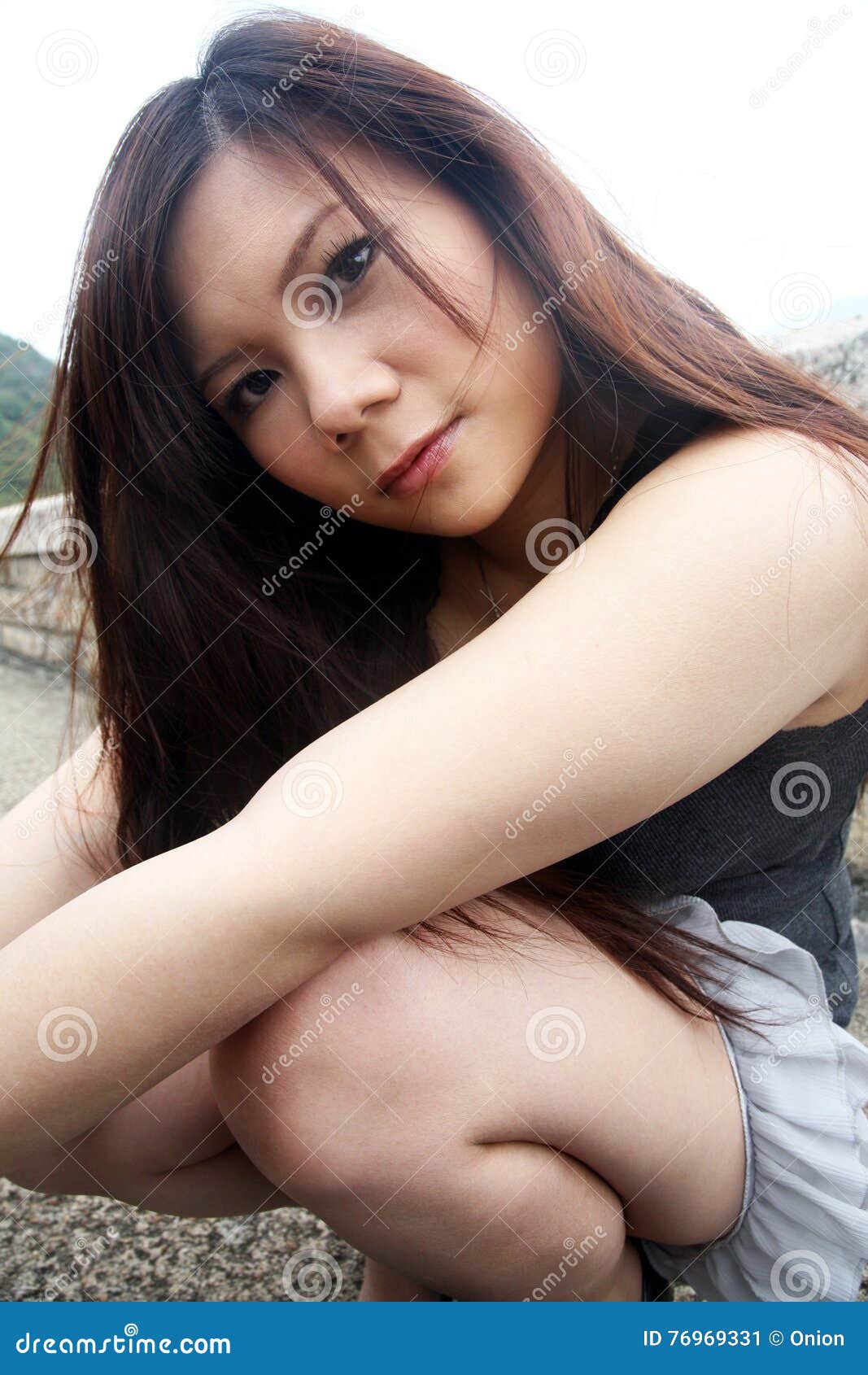 Cute Asian Girl Looking at Viewer Stock Image - Image of enticing, entice:  76969331