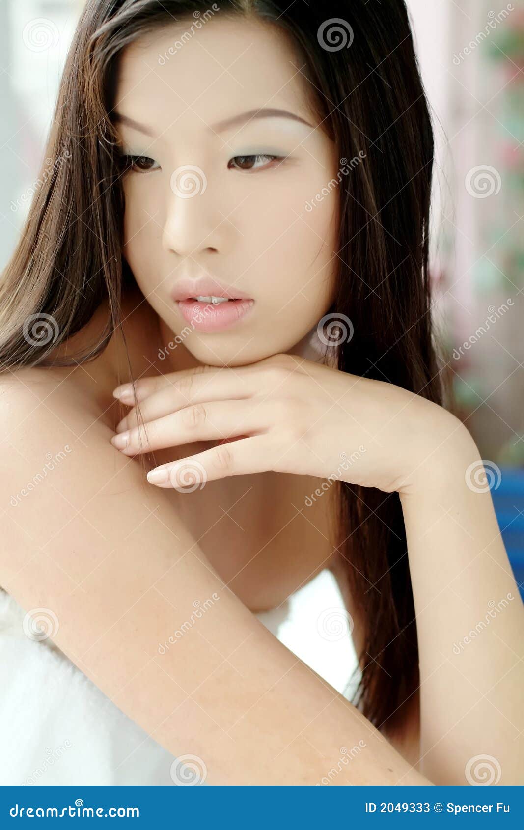 Cute Asian Girl In A Towel Stock Image Image Of Teen