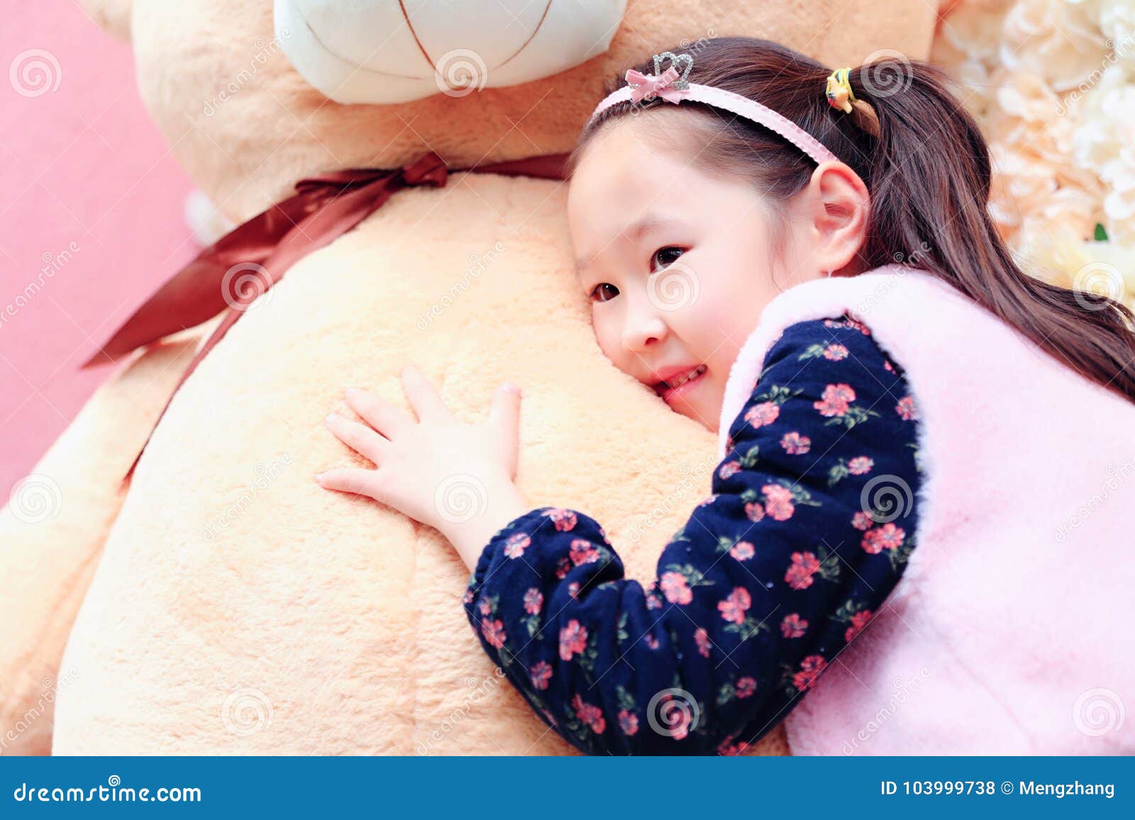 Cute Asian Little Beautiful Girl Lying On The Toy Stock Photo Image