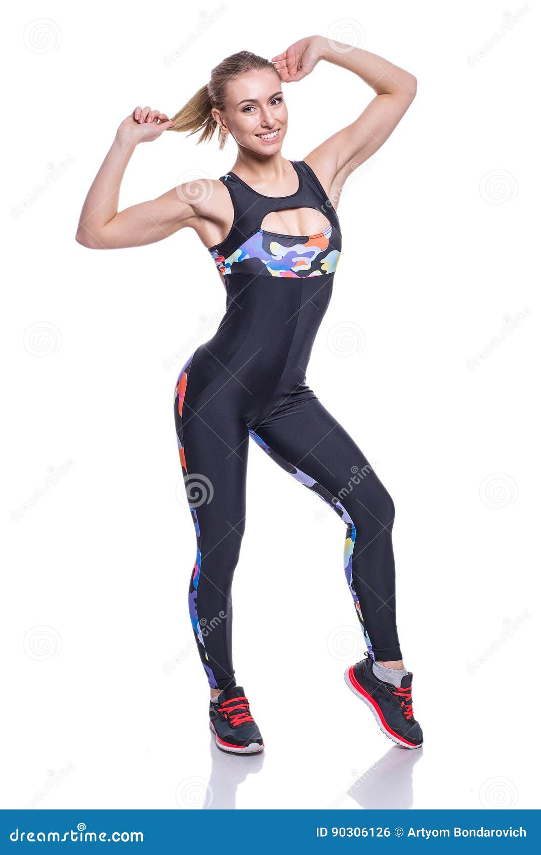 Cute Athletic Girl Posing in the Studio Isolated on White Background. Young  Woman Bodybuilder or Fitness Coach Wearing Sportswear Stock Photo - Image  of happy, exercise: 90306126