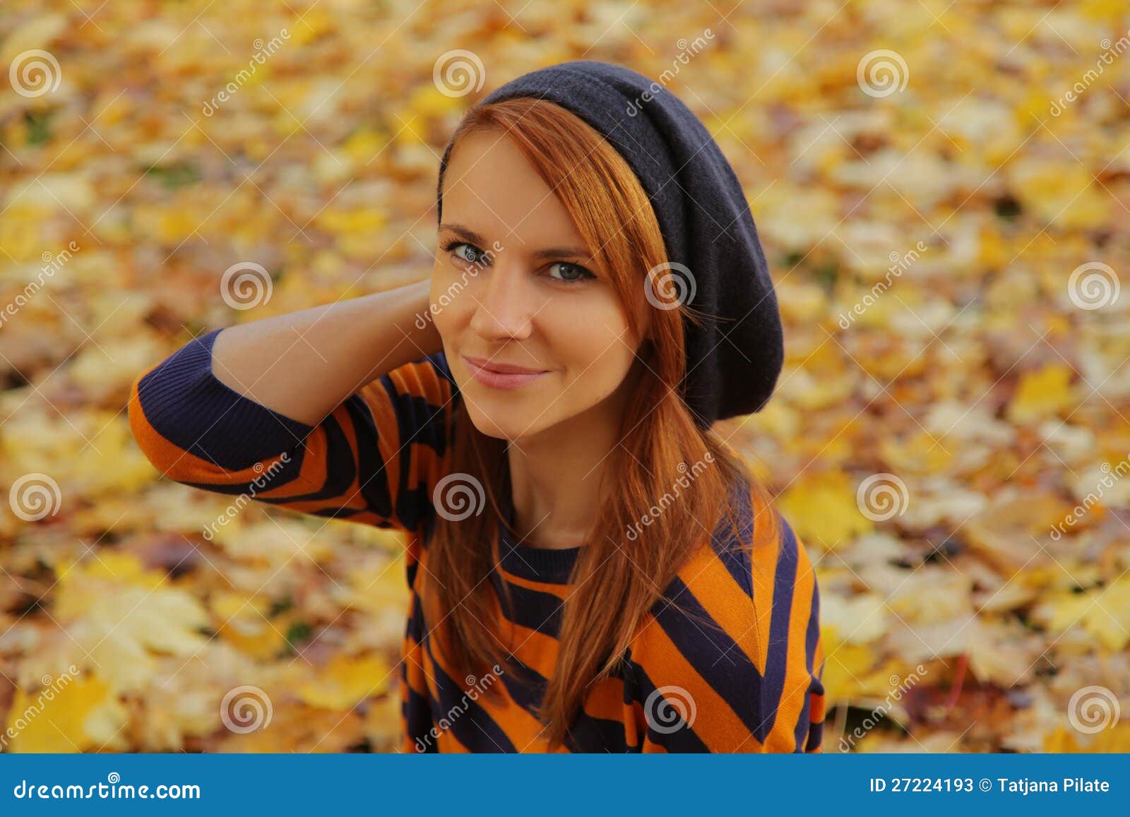 Cute autumn stock image. Image of happiness, female, lying 27224193