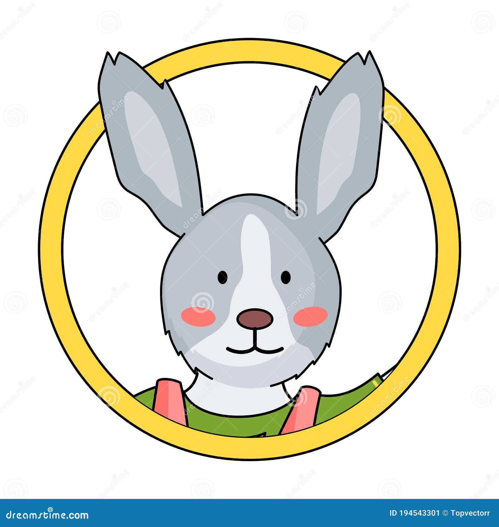 Cute Avatar of Bunny or Rabbit in Circle, Funny Wild Animal, Portrait ...