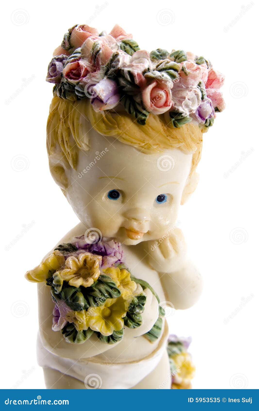Cute Baby Angel with Flowers Stock Image Image of tradition