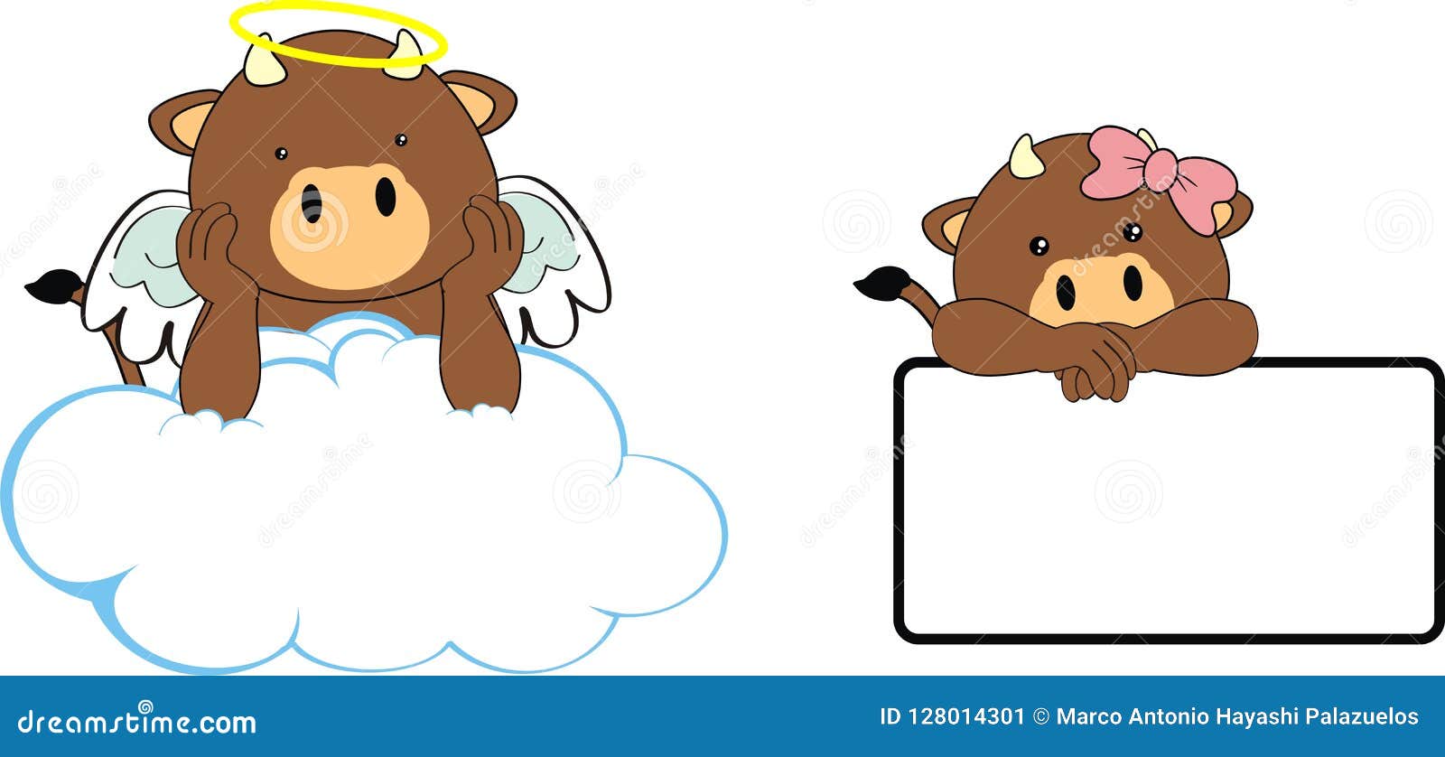 Cute Baby Buffalo Bull Cherub Cartoon Collection Set Stock Vector -  Illustration of cloud, white: 128014301