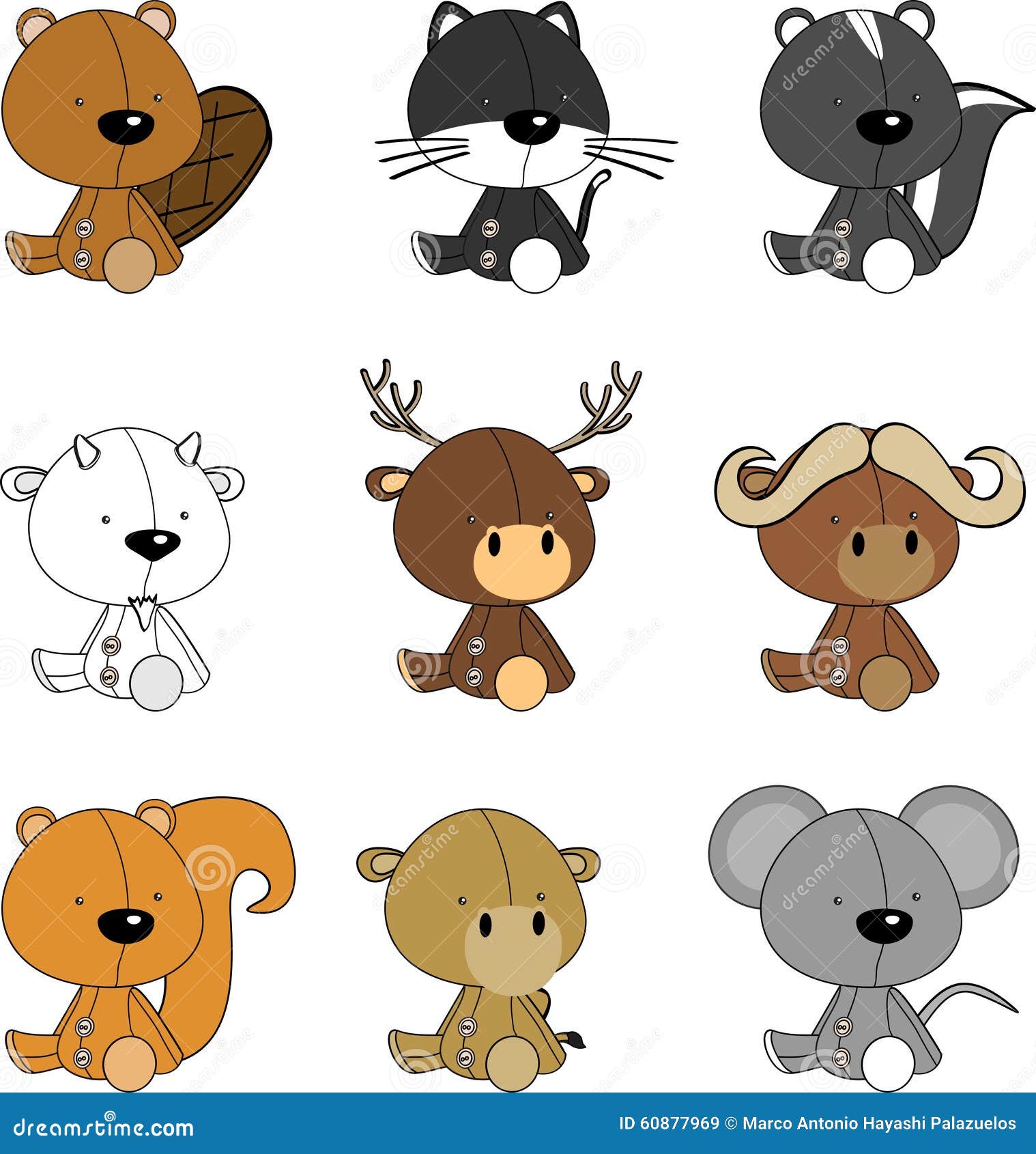 Cute Baby Animals Cartoon Background Stock Vector - Illustration of plush,  sweet: 60877969