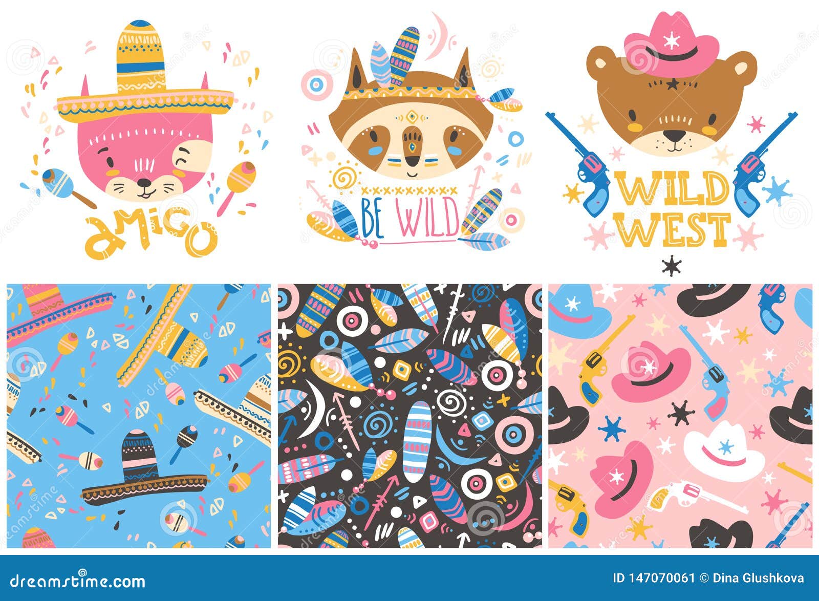 Cute Baby Animals And Seamless Patterns Hand Drawn Vector Illustration Stock Vector Illustration Of Cloth Ethnic Cute Baby Animals And Seamless Patterns Hand Drawn Vector Illustration Stock Vector Illustration Of Cloth Ethnic